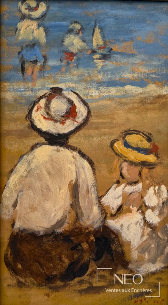 Scène de plage peinte à l'huile
