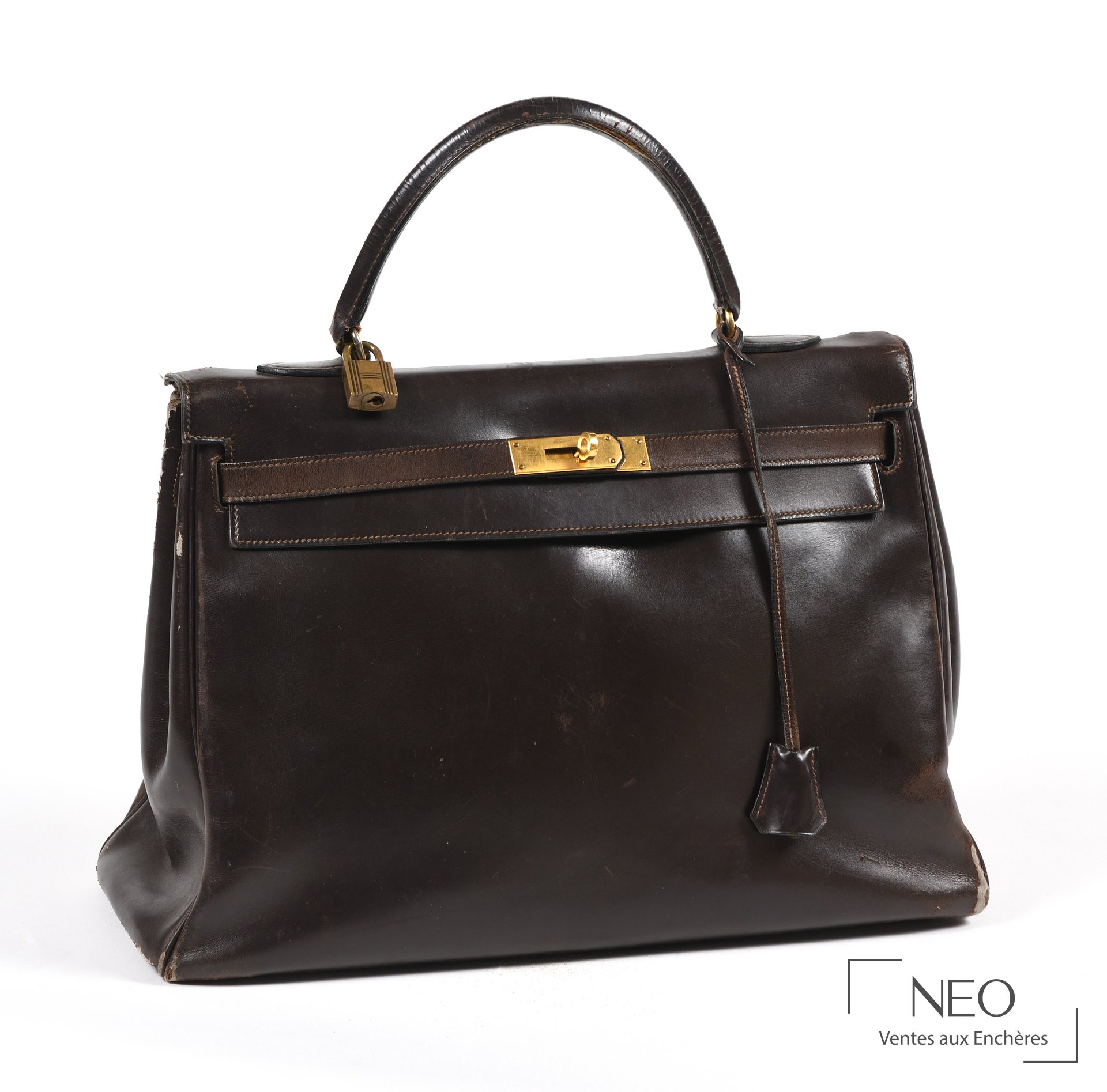 Hermès Paris Kelly 35 cm retourné en veau Box marron, circa 1977