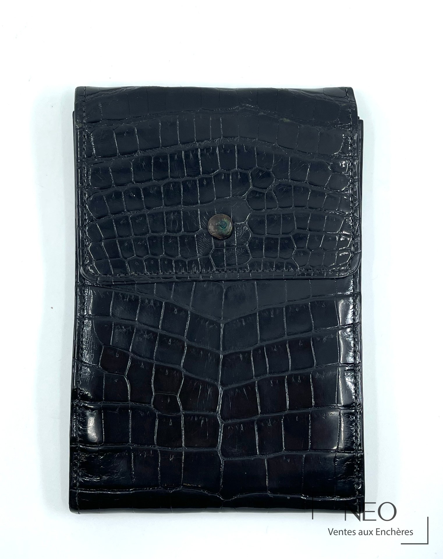 Porte photos Hermès Paris en crocodile noir
