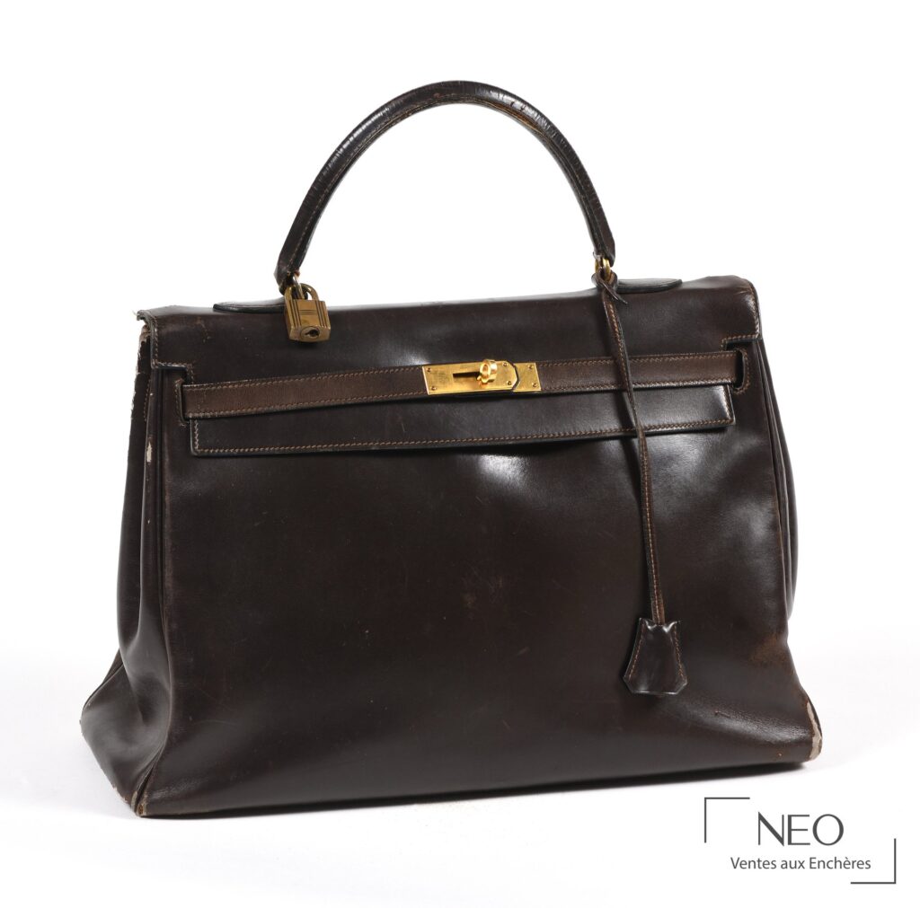 Sac Kelly Hermes Paris en veau Box marron