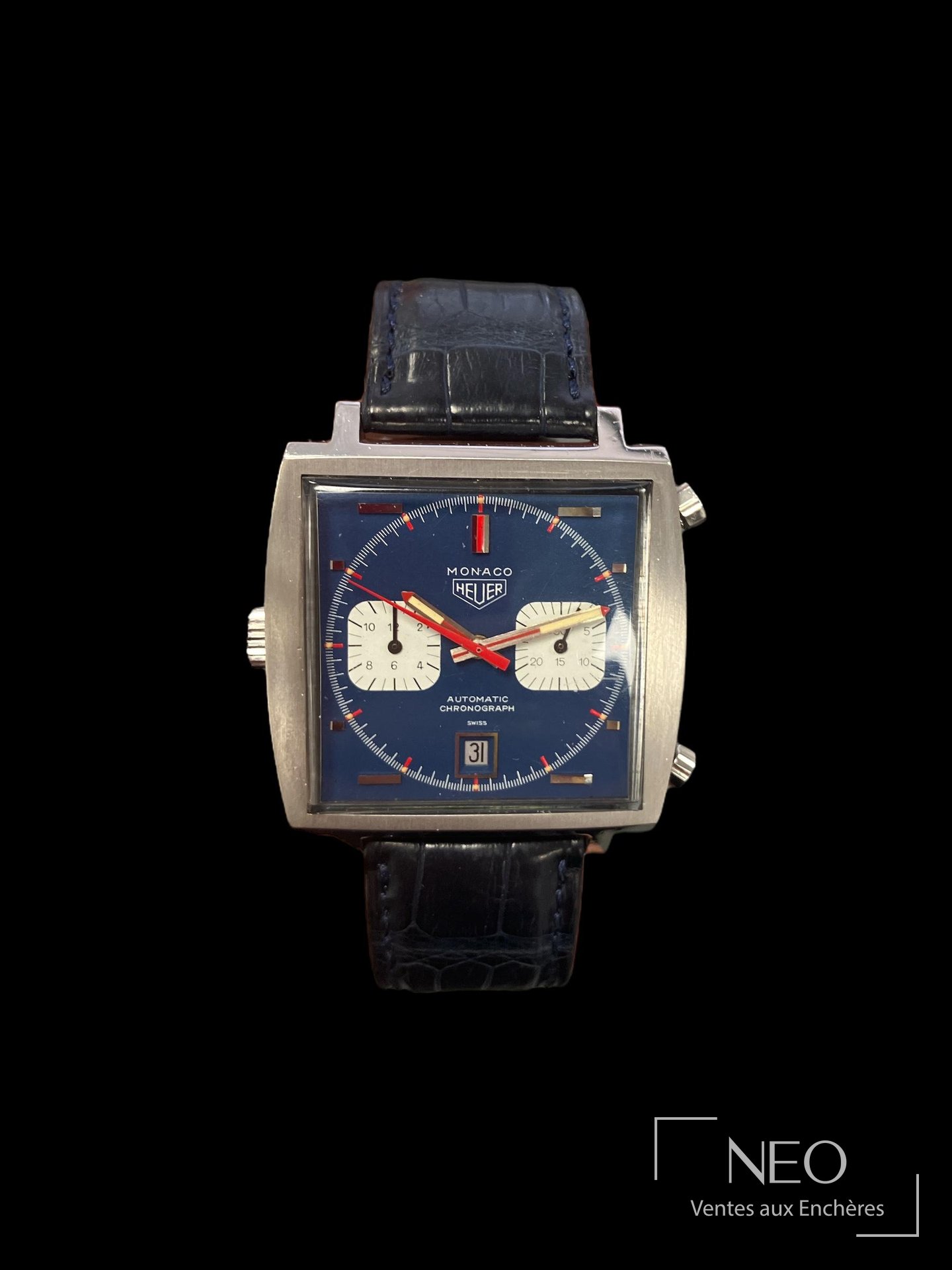 Heuer Monaco référence 1133, montre de sport automatique en acier