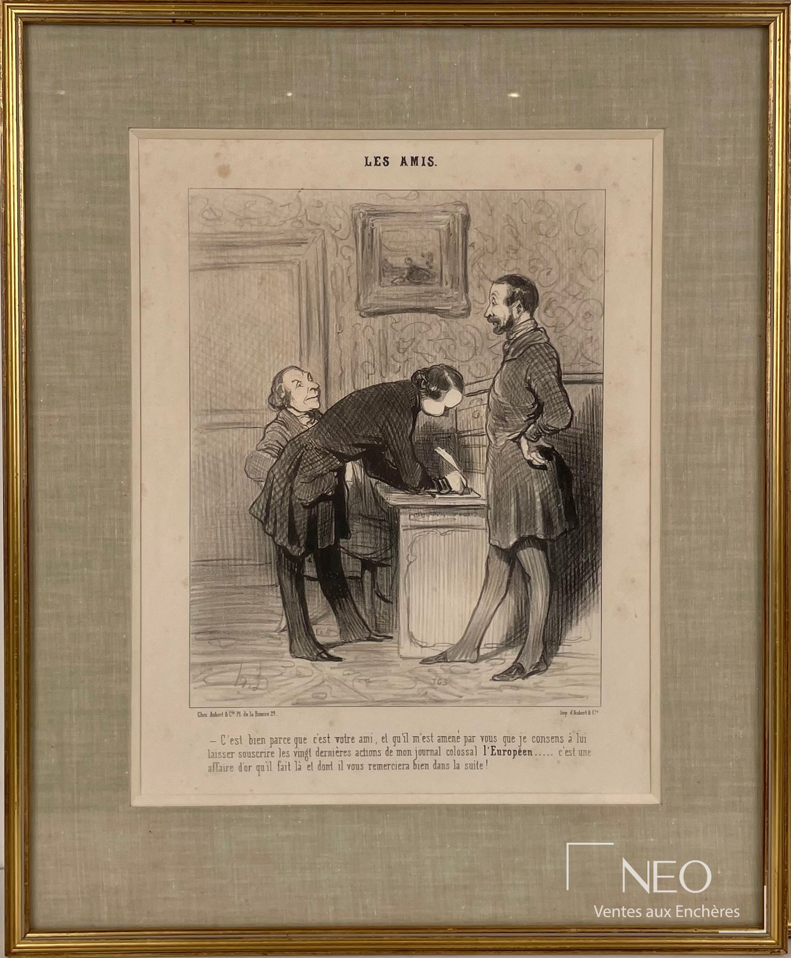 Quatre lithographies encadrées d'Honoré Daumier