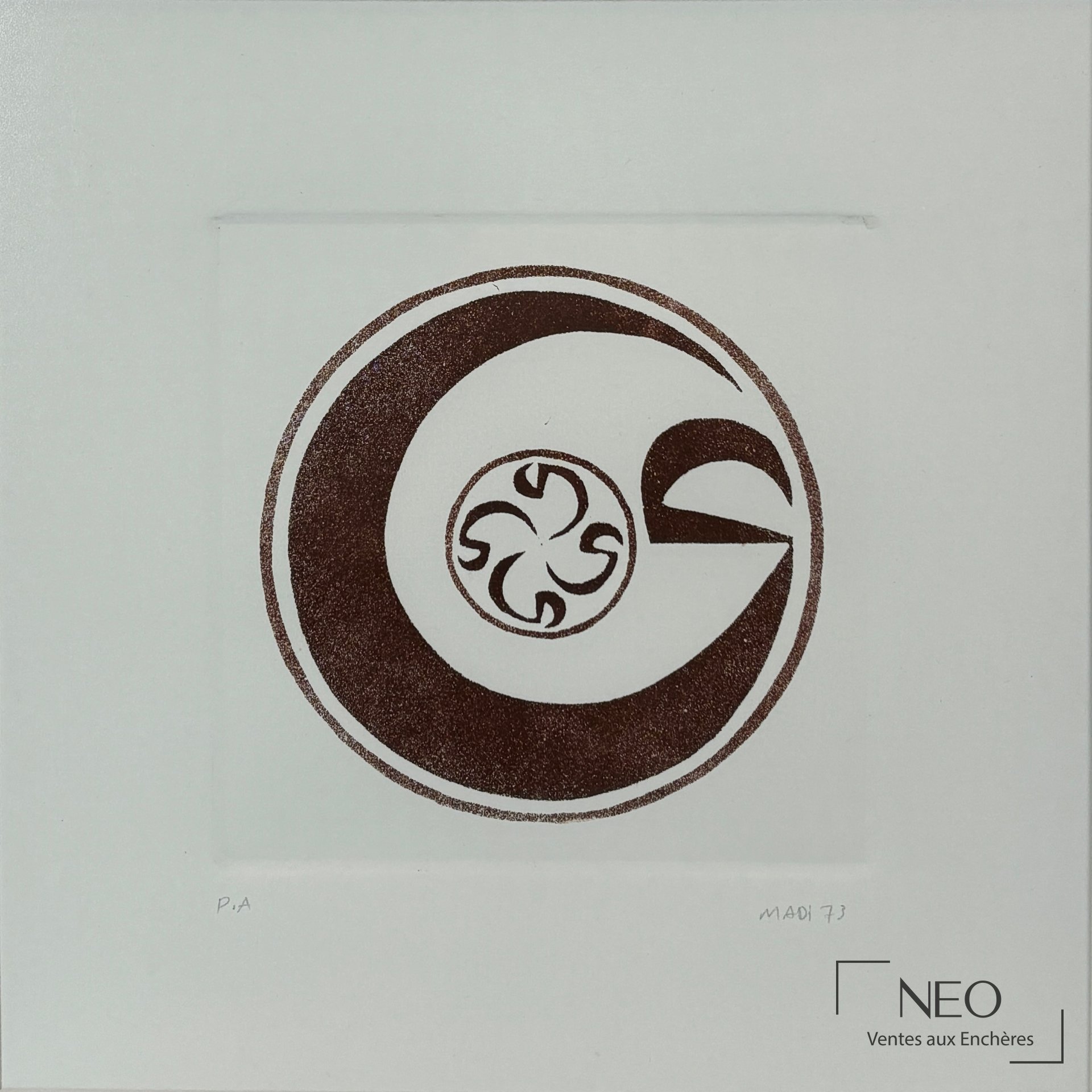 Hussein Madi Alphabet calligraphique, aquatinte sur papier, 1973