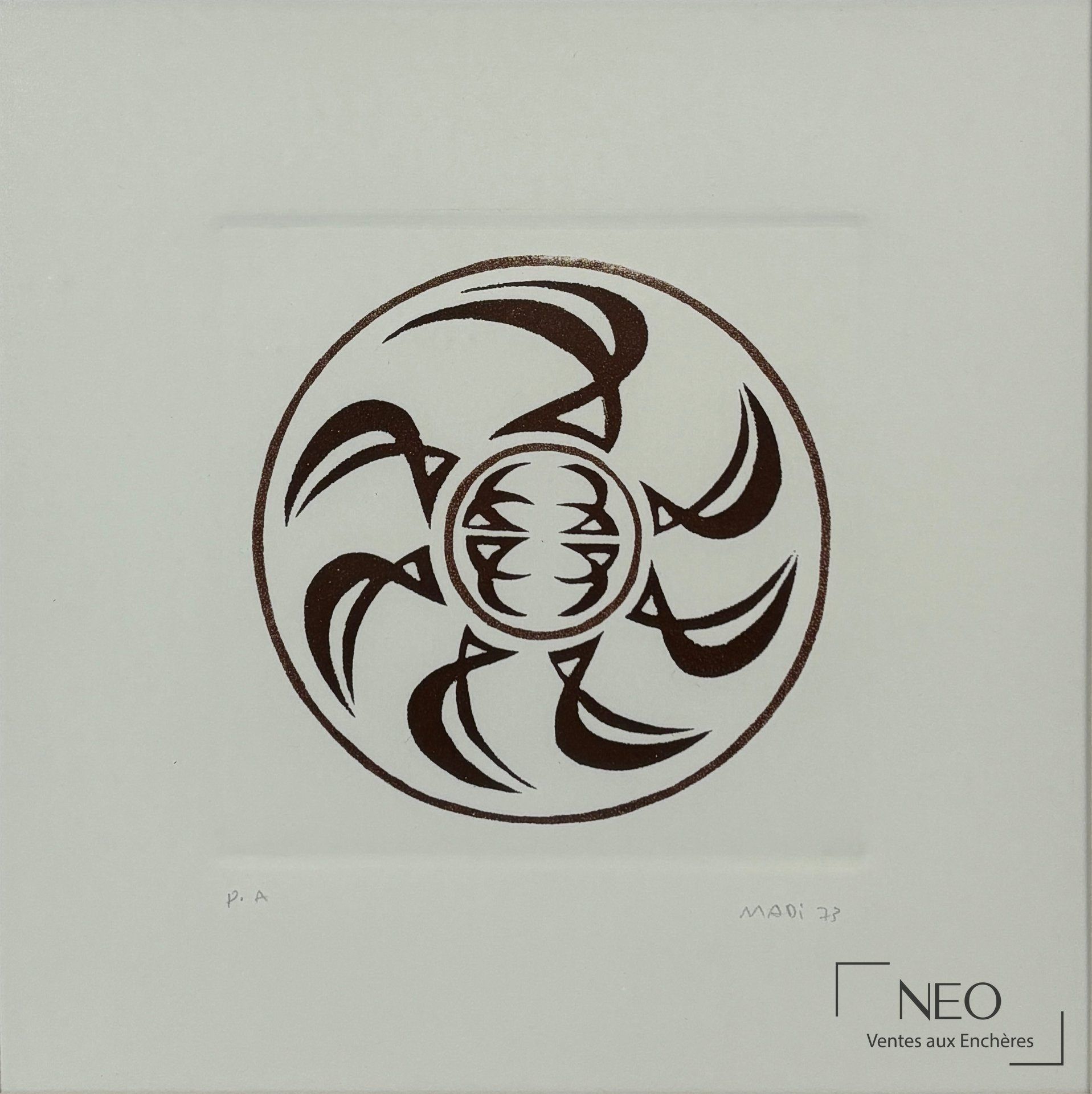 Hussein MADI, Alphabet calligraphique, aquatinte sur papier, 1973
