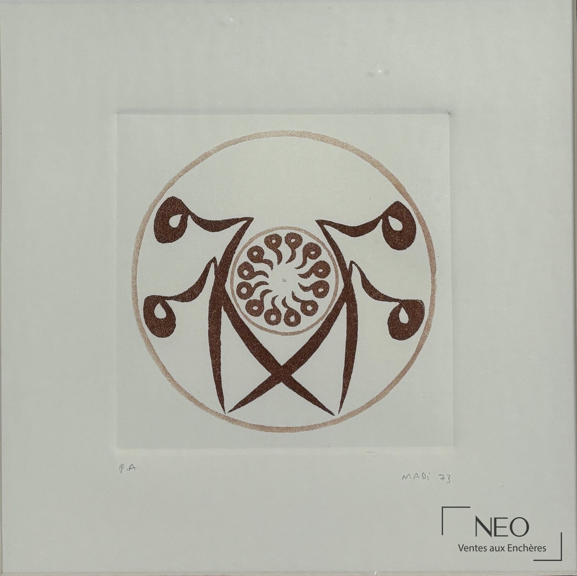Hussein Madi Alphabet calligraphique, aquatinte sur papier, 1973