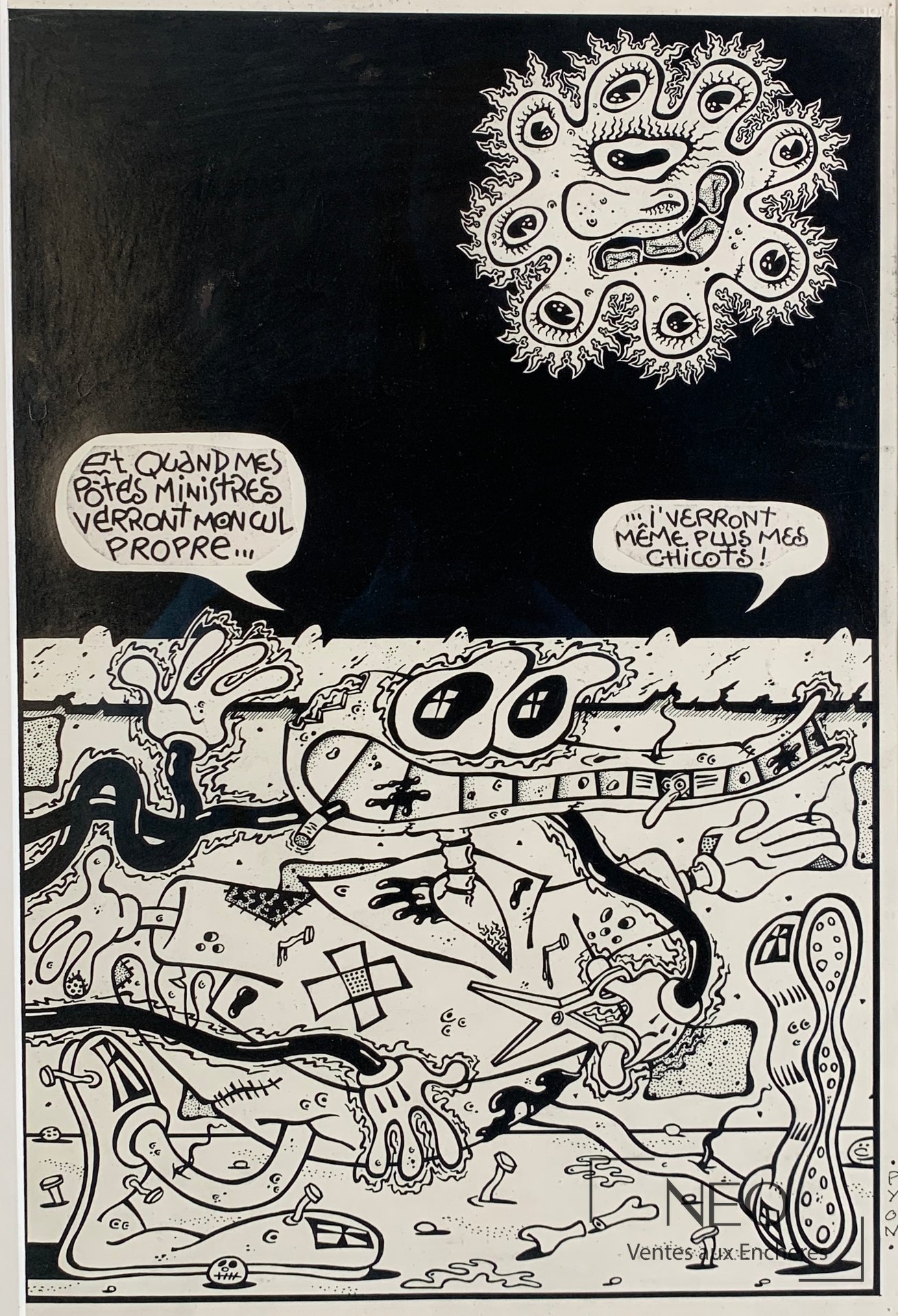 Jacques Pyon, A la conquête de monde, illustration originale à l’encre de chine