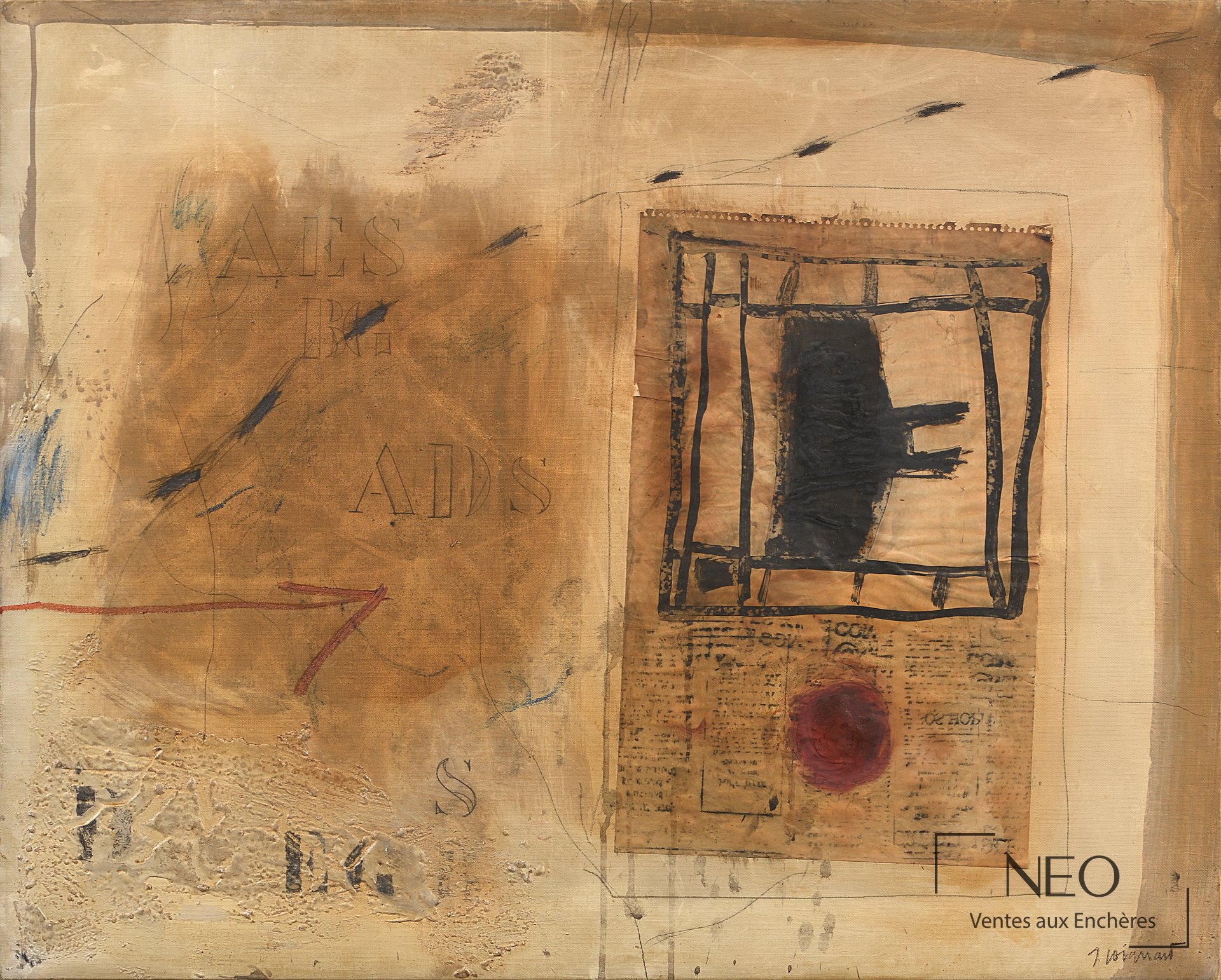 Composition abstraite de James Coignard en technique mixte sur toile