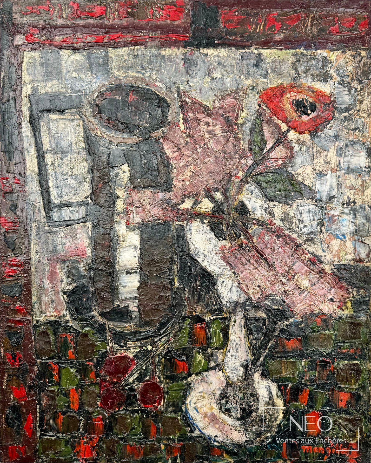 Janine Mongillat, Nature morte, huile sur toile