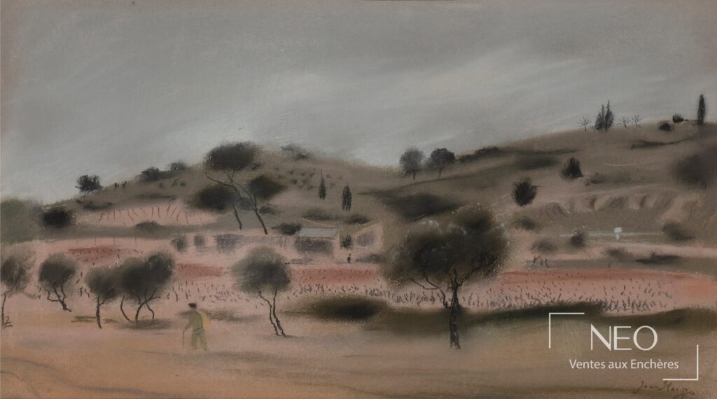Paysage animé au pastel