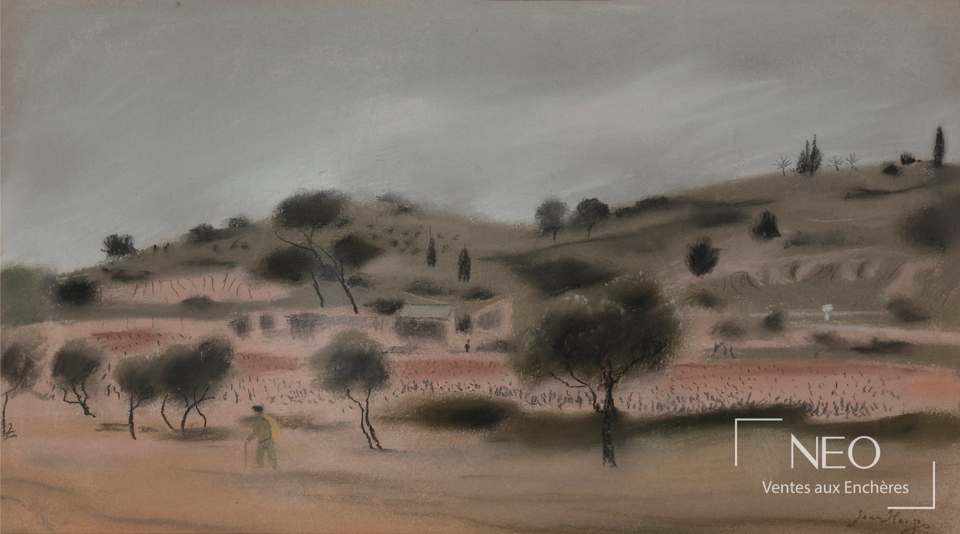 Paysage au pastel aux tons doux