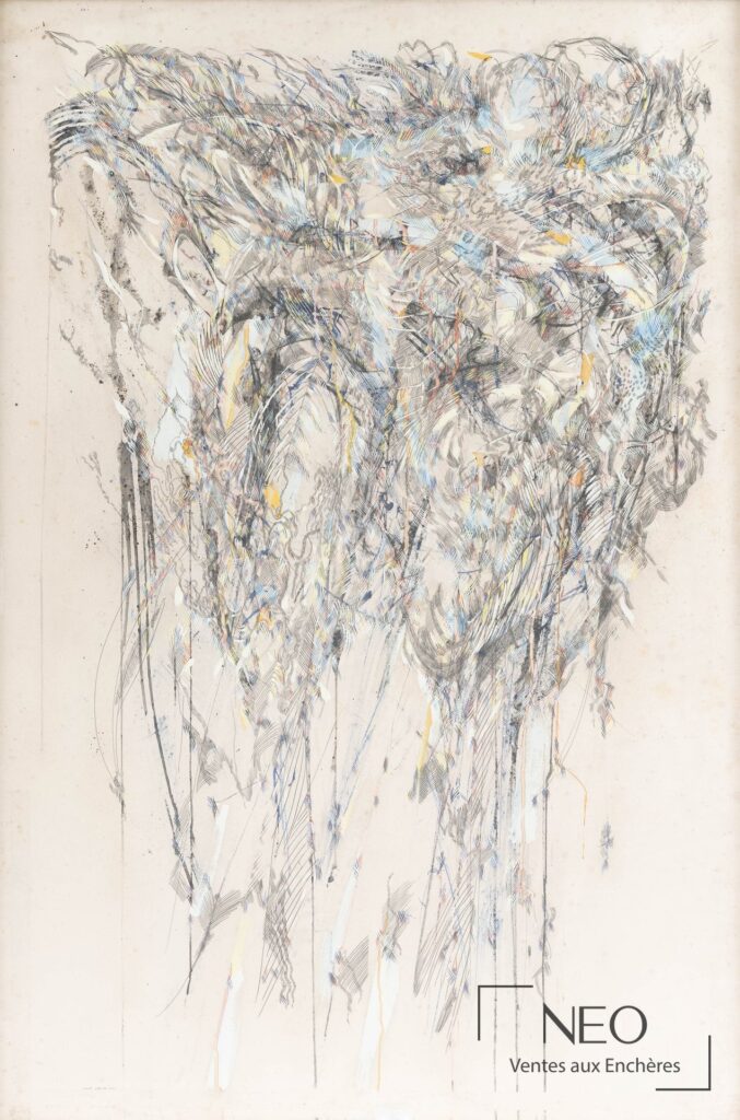 Composition abstraite multicolore de Jean-Jacques Ceccarelli sur fond clair