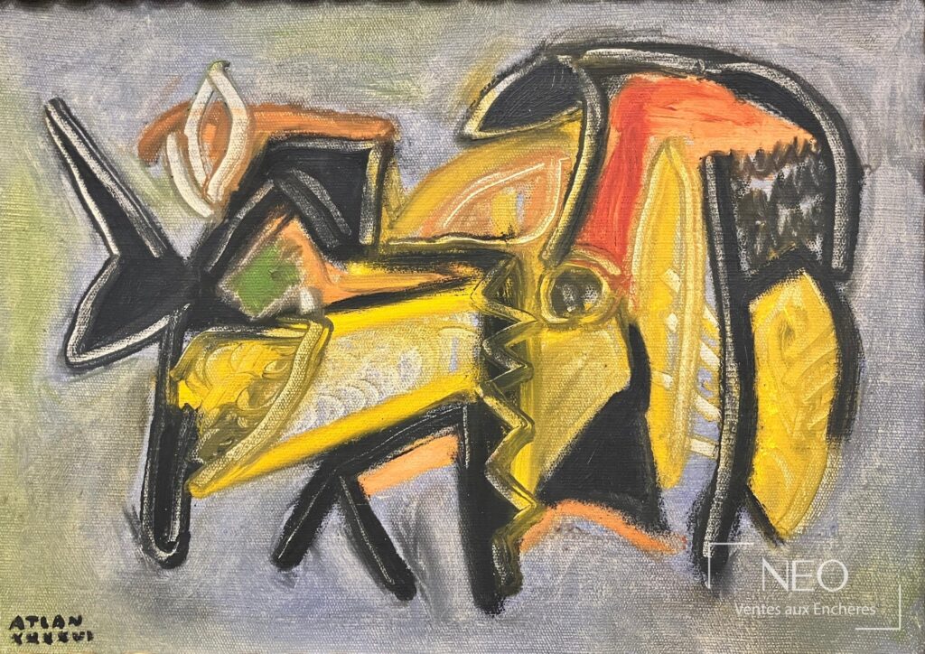 Composition abstraite de Jean-Michel Atlan aux formes noires
