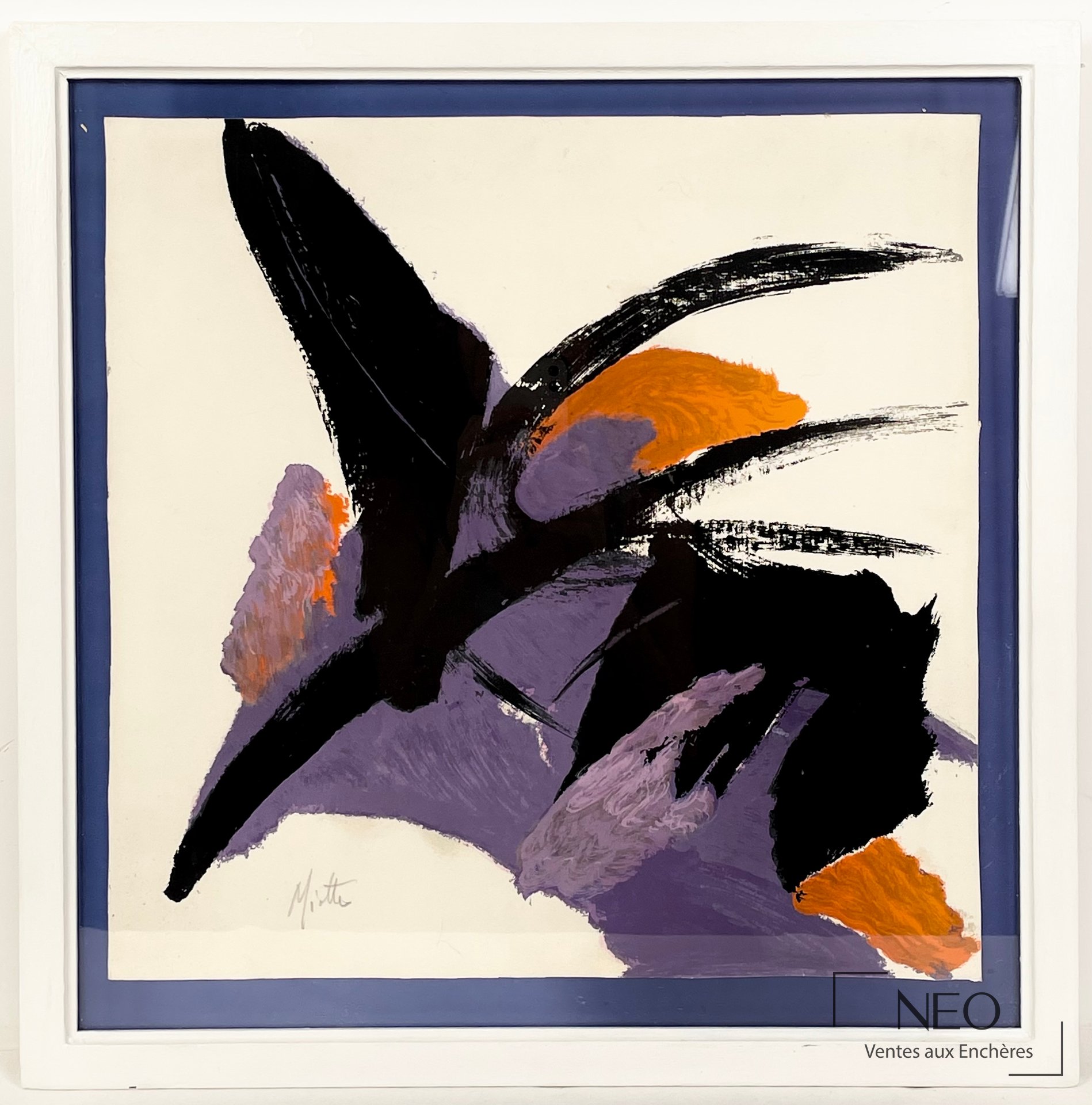 Jean Miotte, composition abstraite, gouache sur papier
