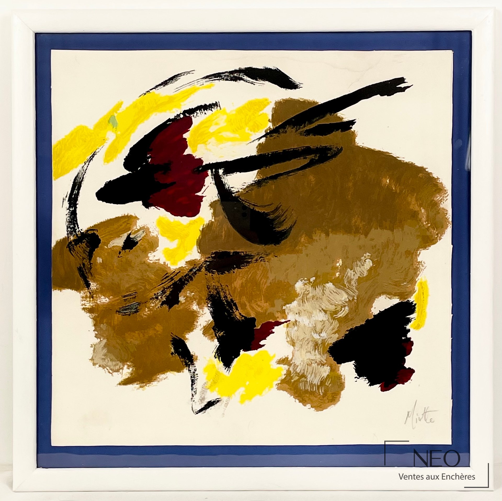 Jean Miotte Composition abstraite, gouache et aquarelle sur papier