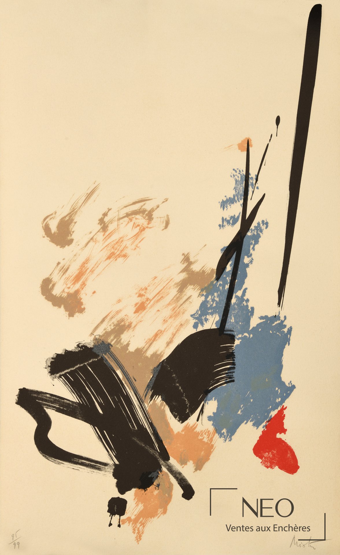 Jean Miotte, composition abstraite, lithographie en couleurs sur papier