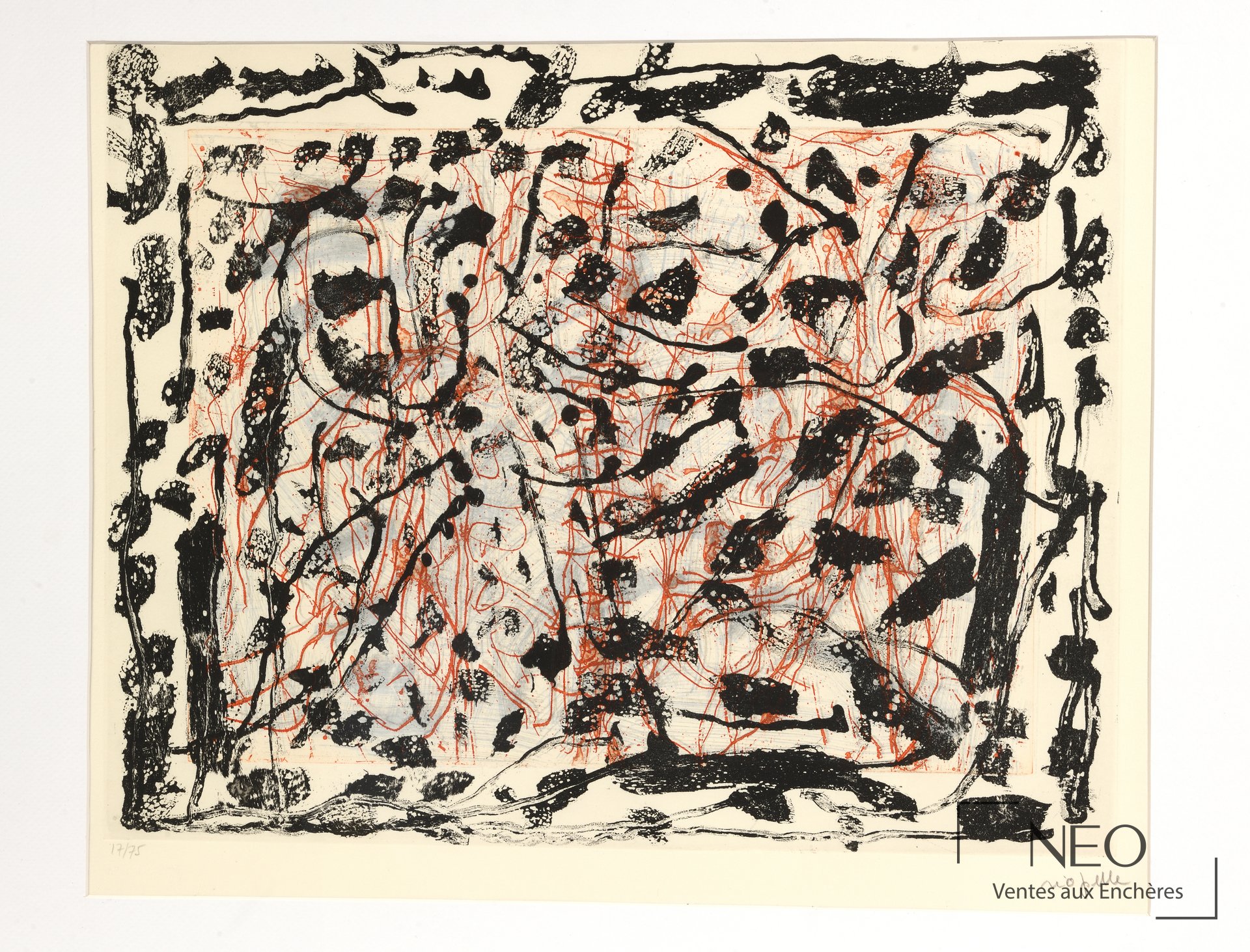 Jean-Paul Riopelle, d&rsquo;après Les Mouches à marier n°7, eau-forte sur papier vélin