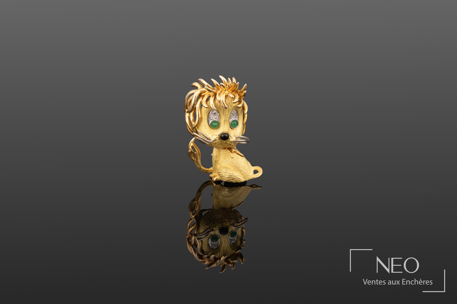 Jean-Pierre BELLIN broche lion ébouriffé en or jaune 18K