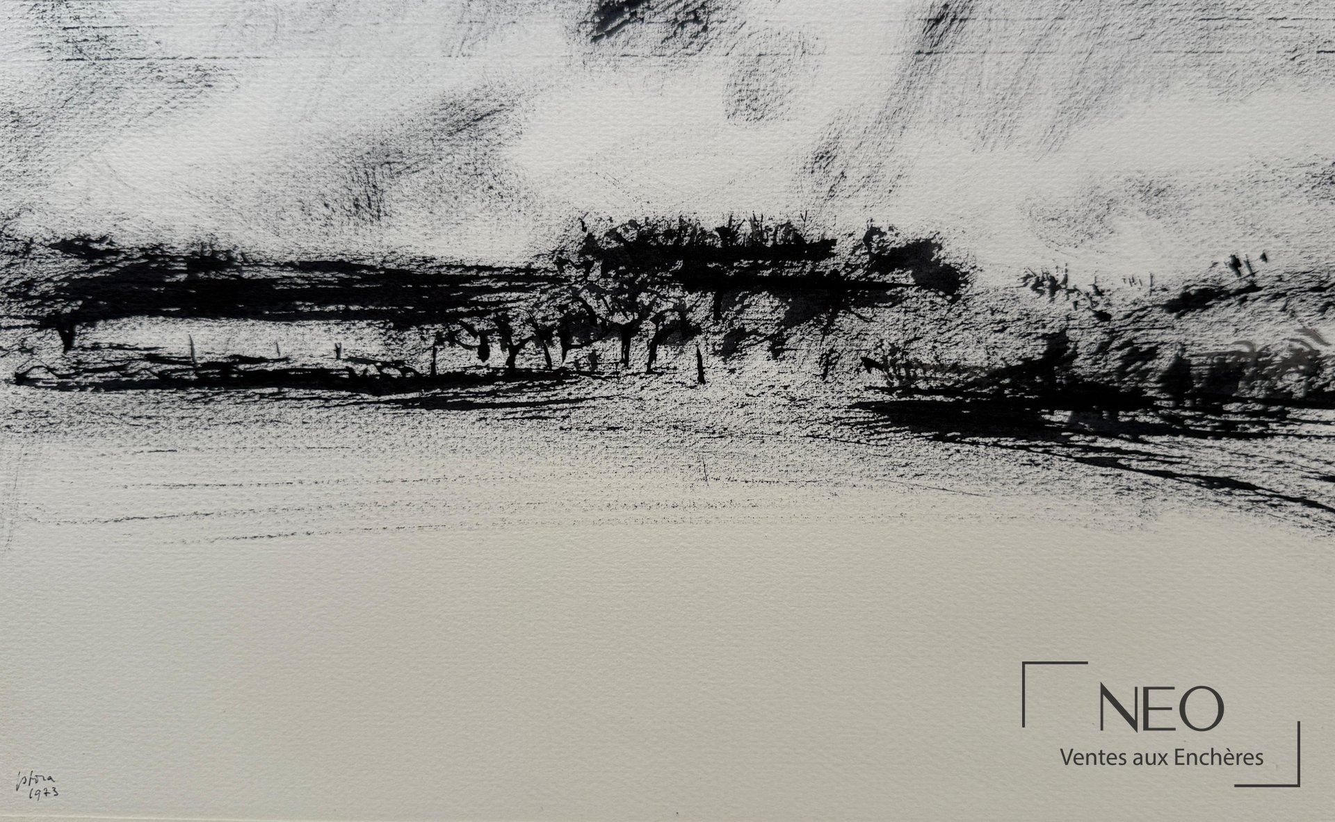 Composition abstraite en noir sur fond clair