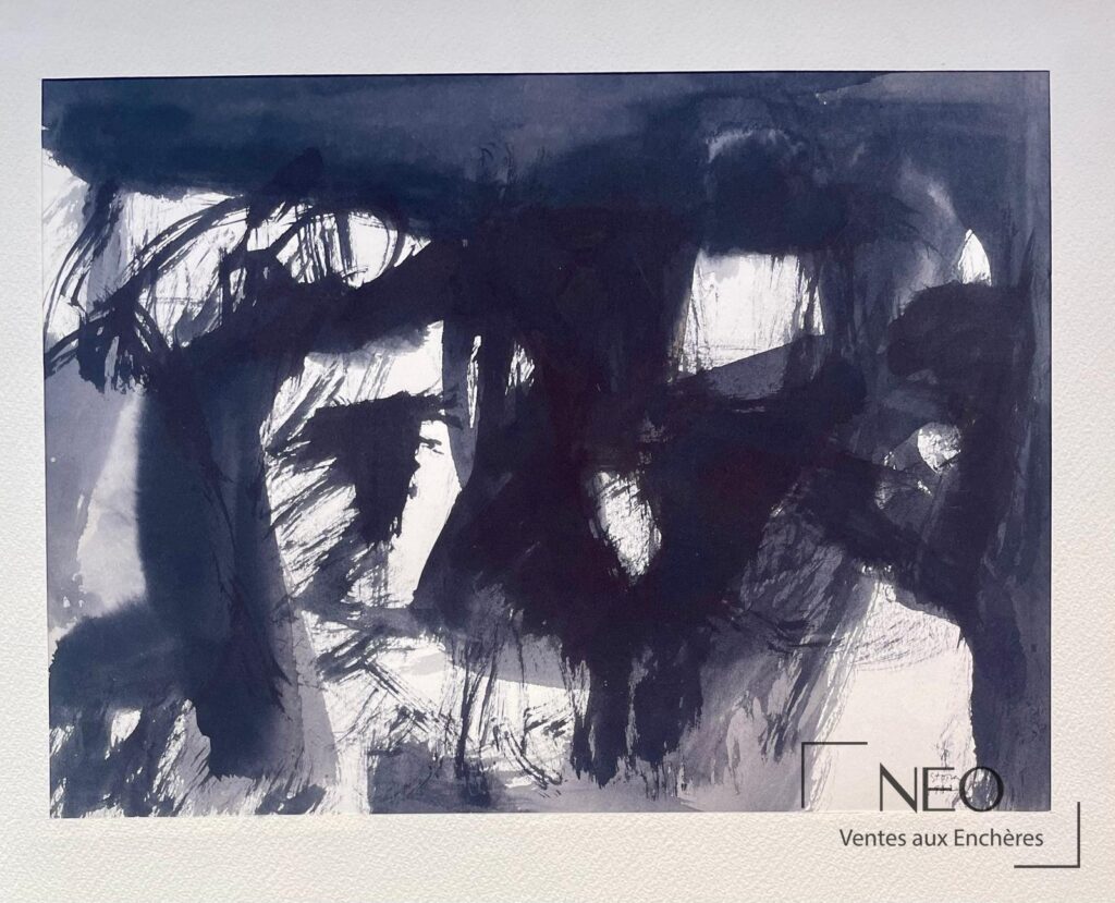 Composition abstraite en noir et blanc de Jean-Pierre Stora