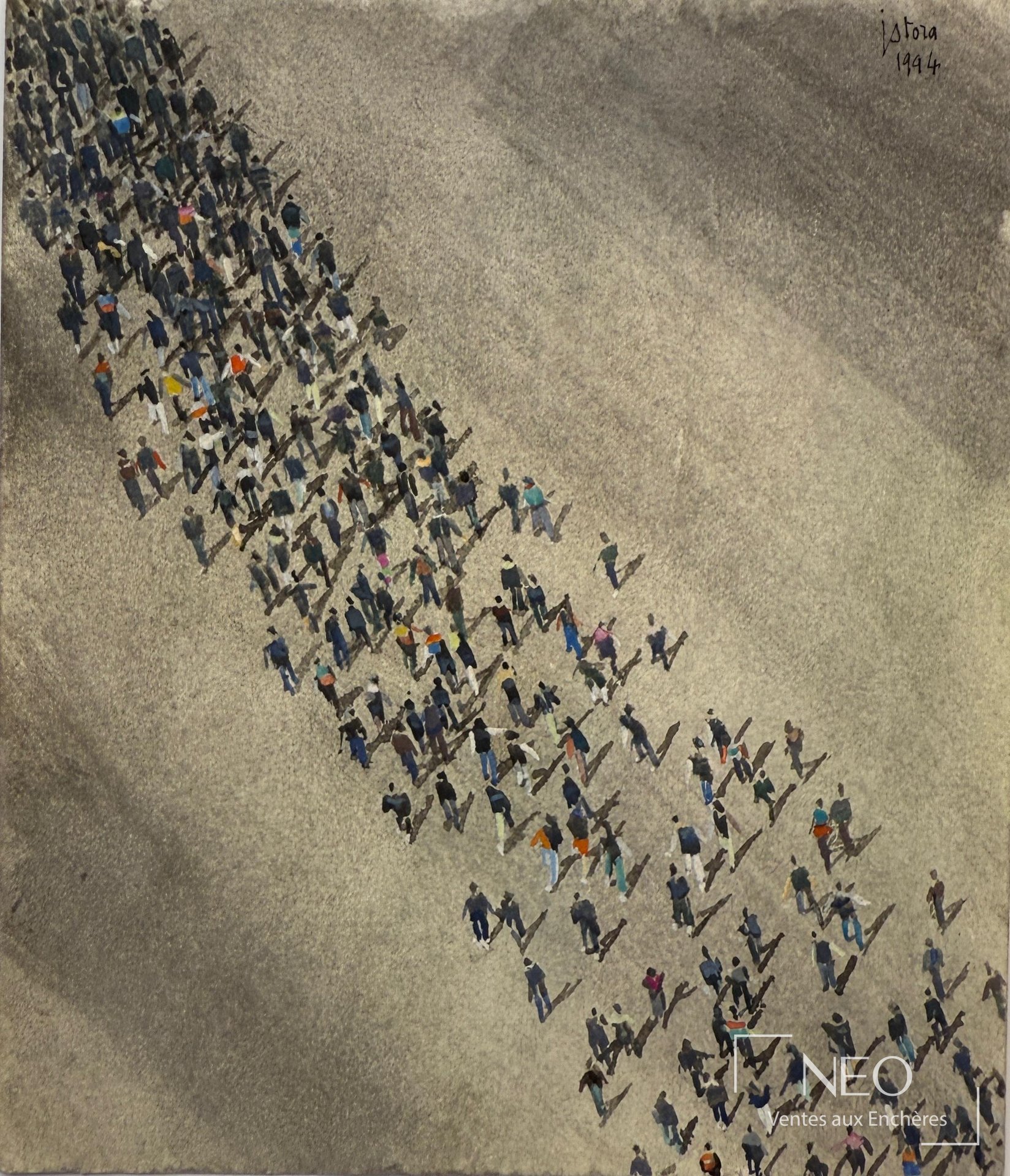 Composition de silhouettes en diagonale sur papier