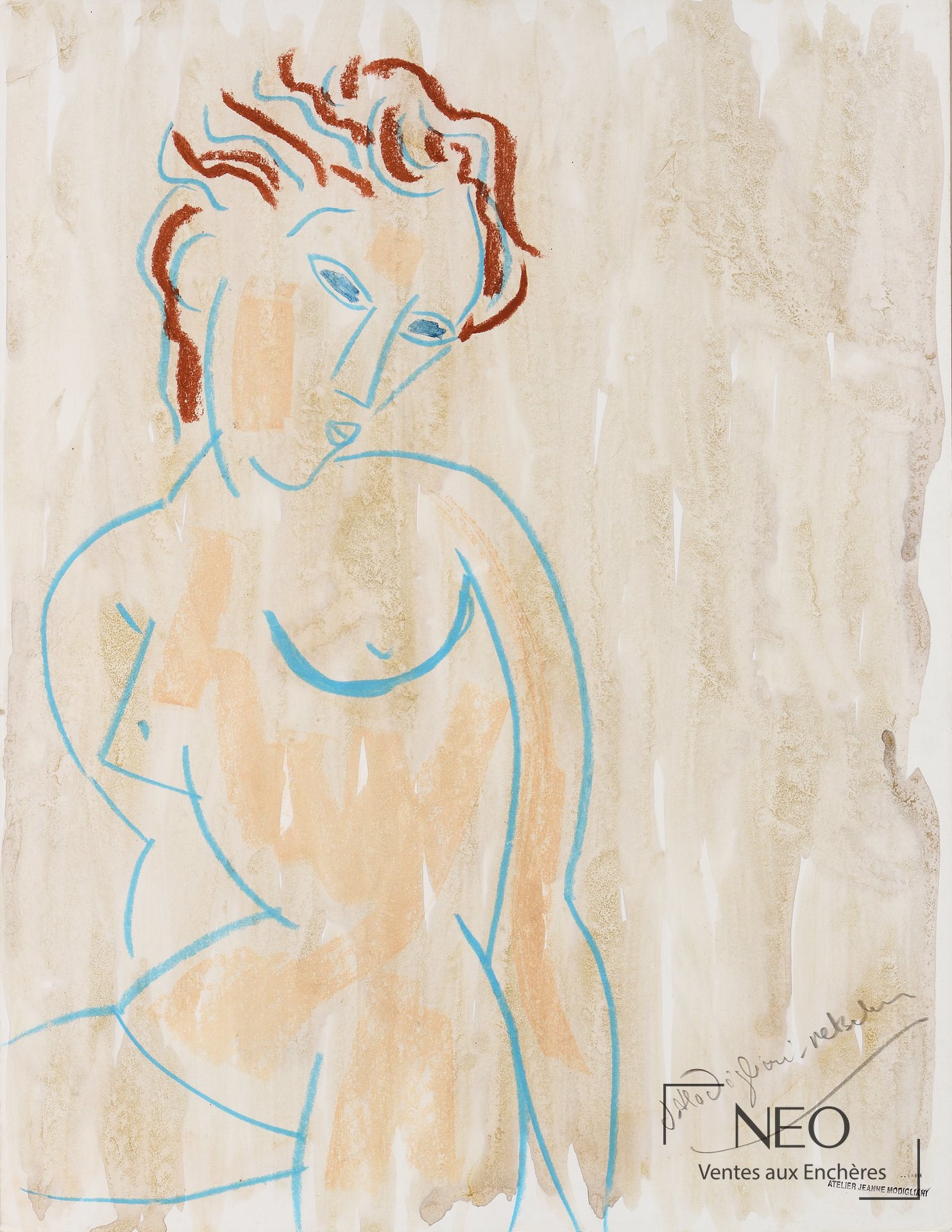 Jeanne Modigliani Figure féminine, pastel sur papier