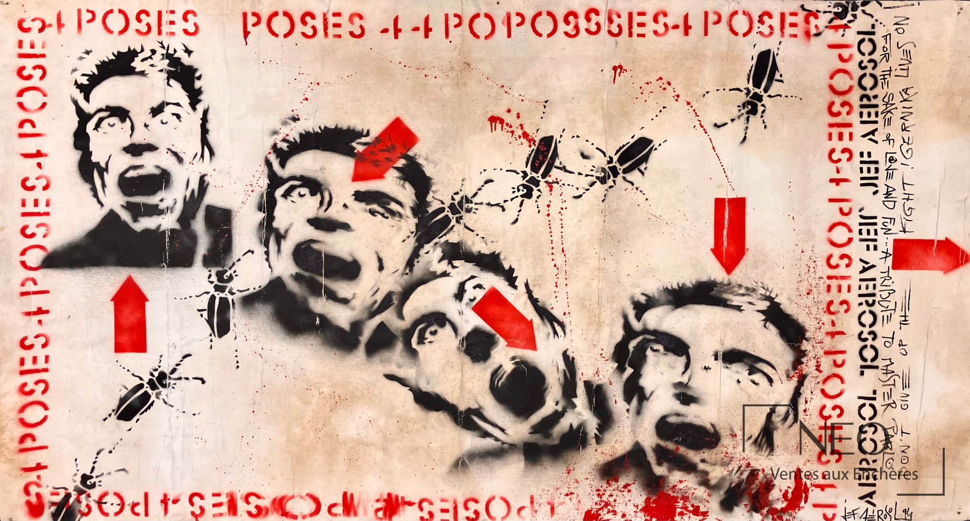 Jef Aérosol, 4 poses, acrylique sur toile contrecollée, 1994