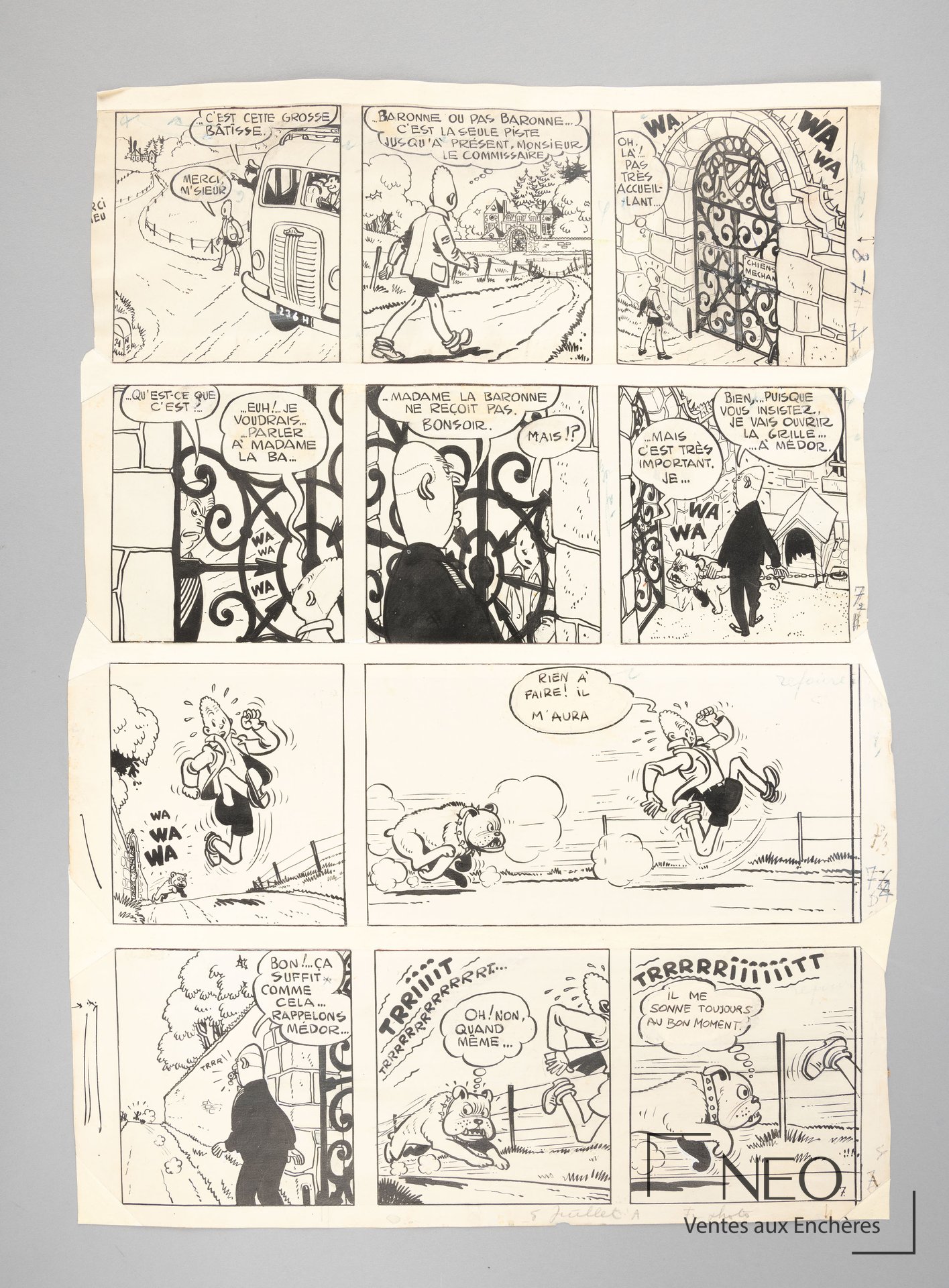 JIJE Blondin et Cirage, planche originale de bande dessinée