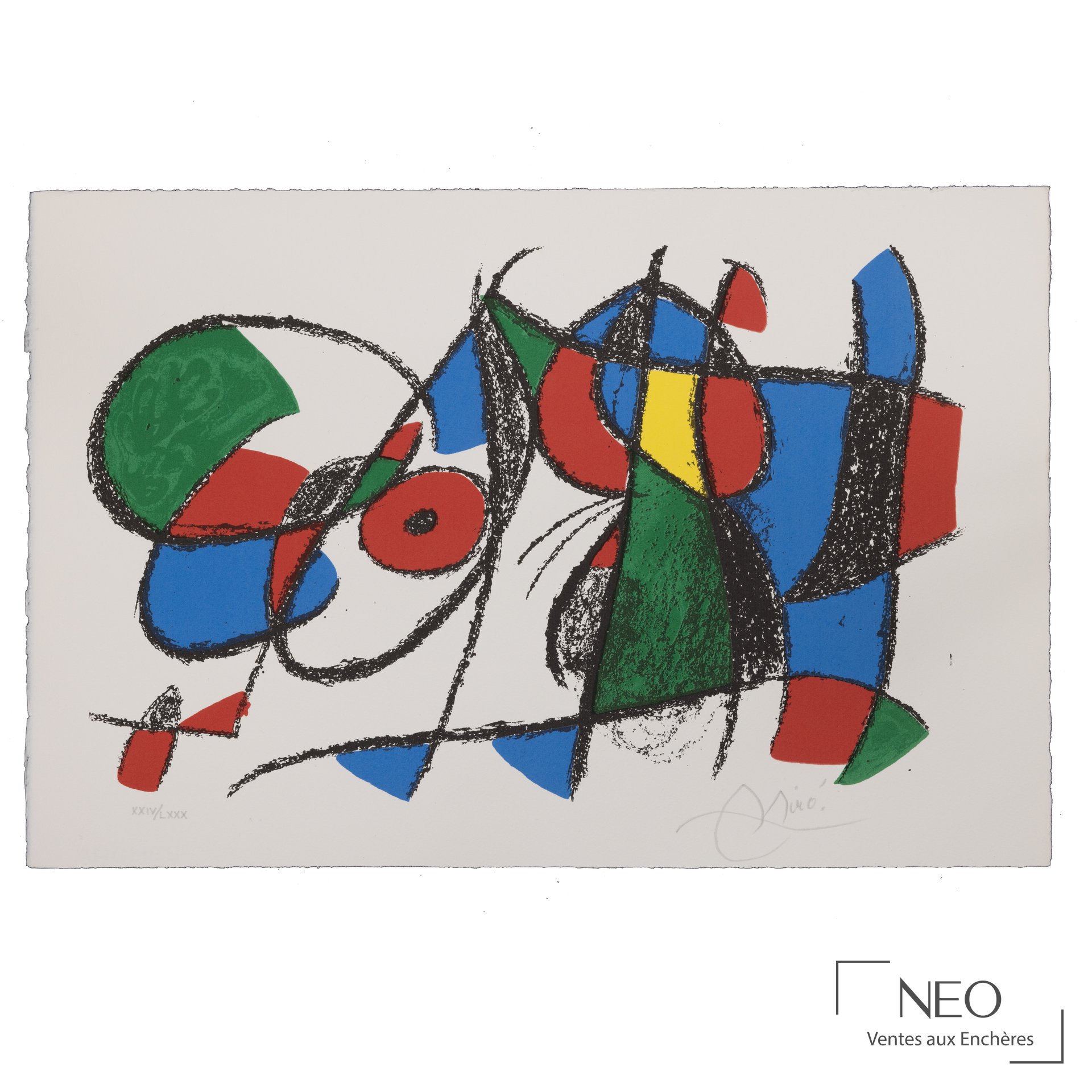 Lithographie en couleurs de Joan Miró sur fond blanc