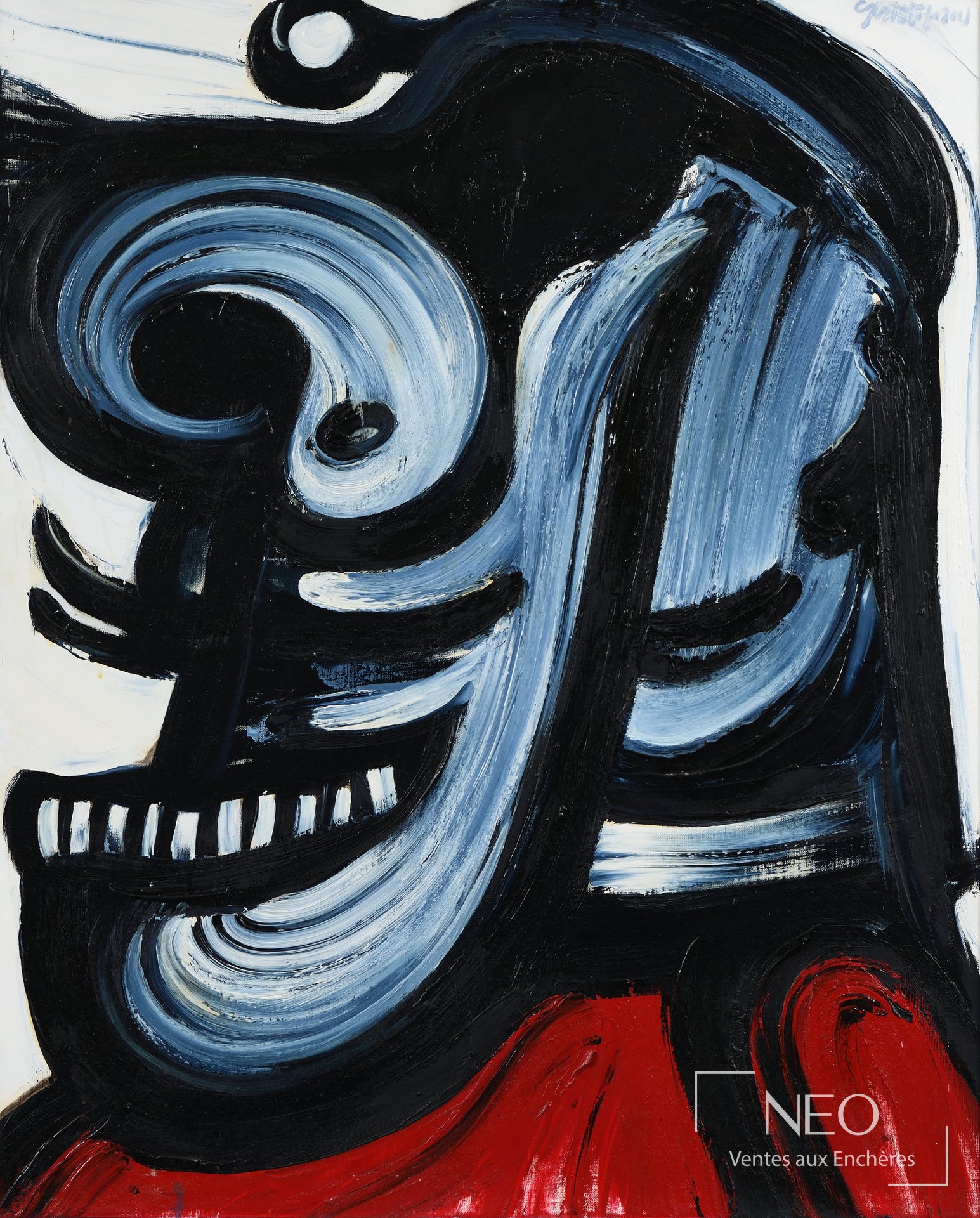 John Christoforou Portrait Gris aux moustaches, 1986, huile sur toile