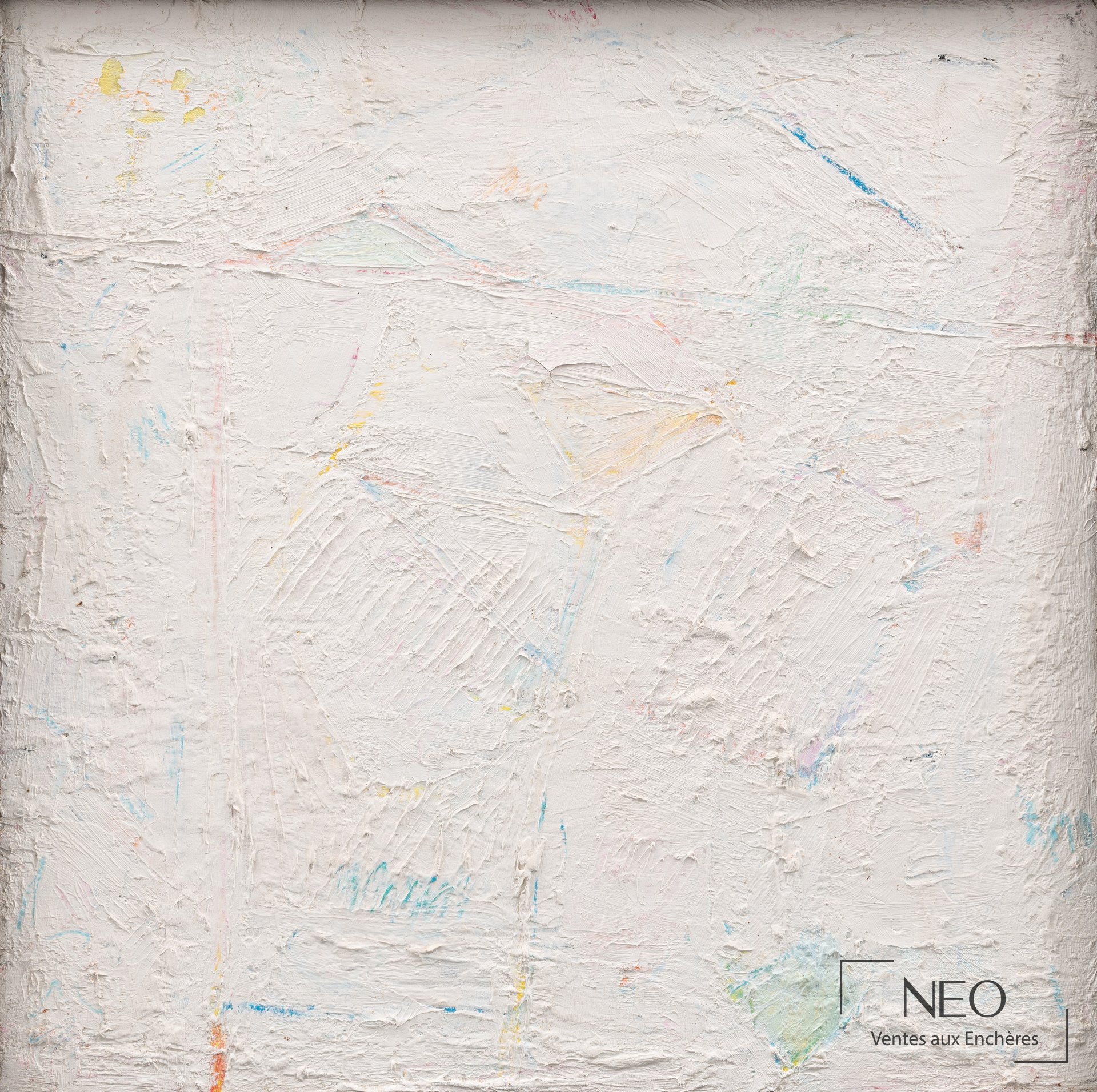 John Tun Sein, composition abstraite, huile et pastel sur toile