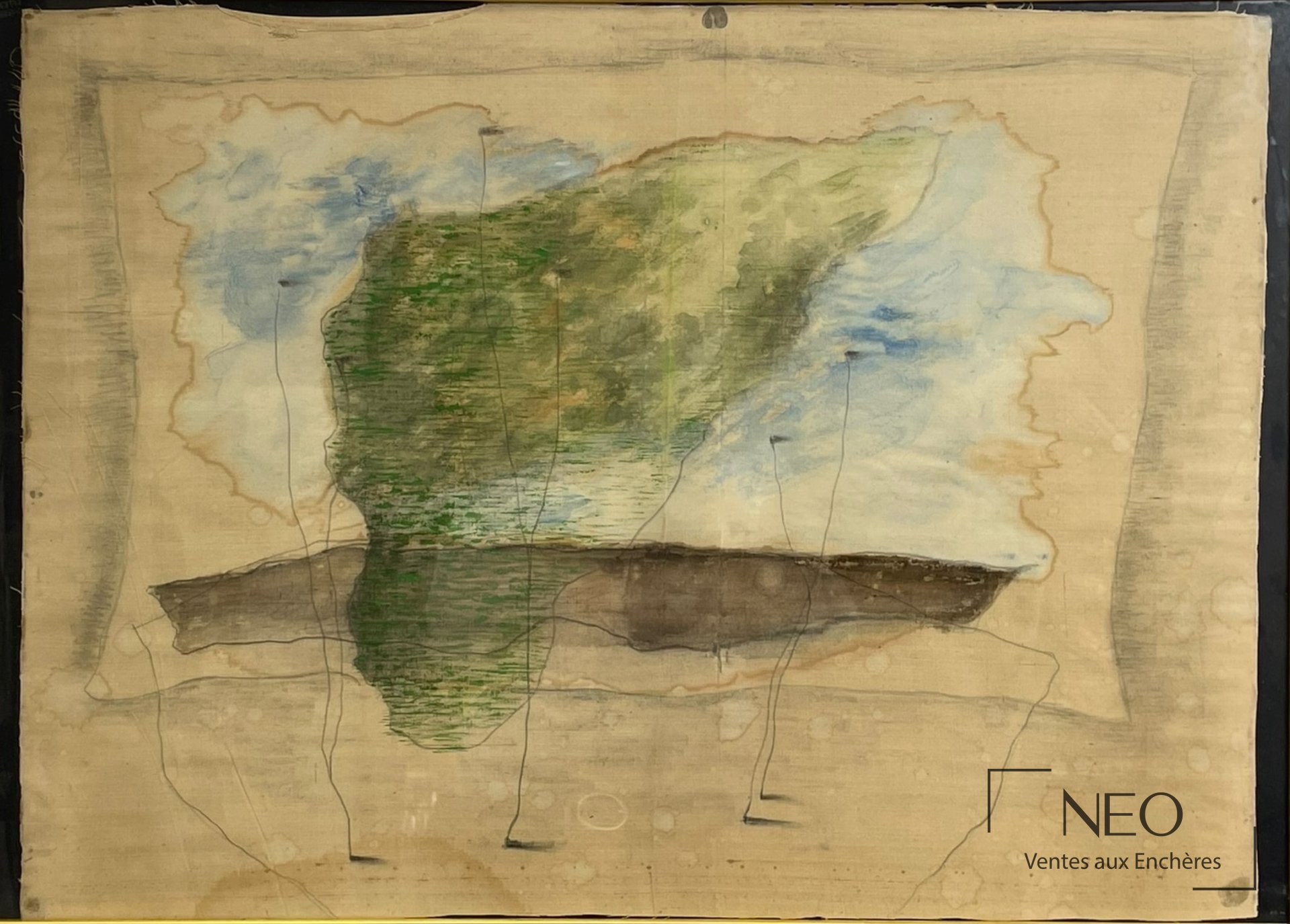 Composition abstraite de Josef ŠIMA aux tons verts