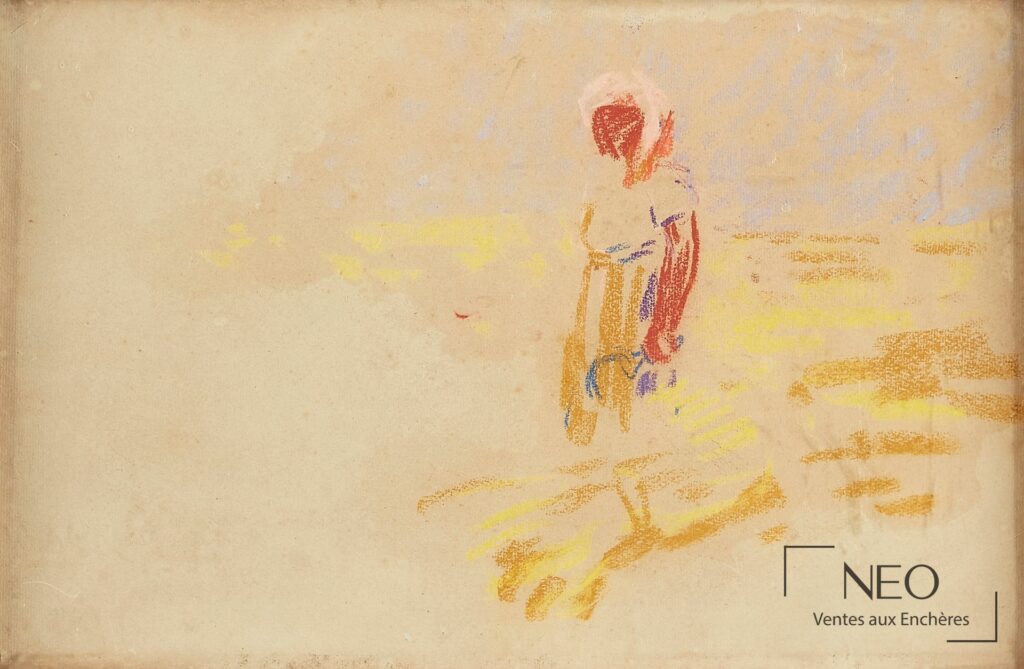 Composition au pastel de Kees van Dongen sur papier marouflé sur toile