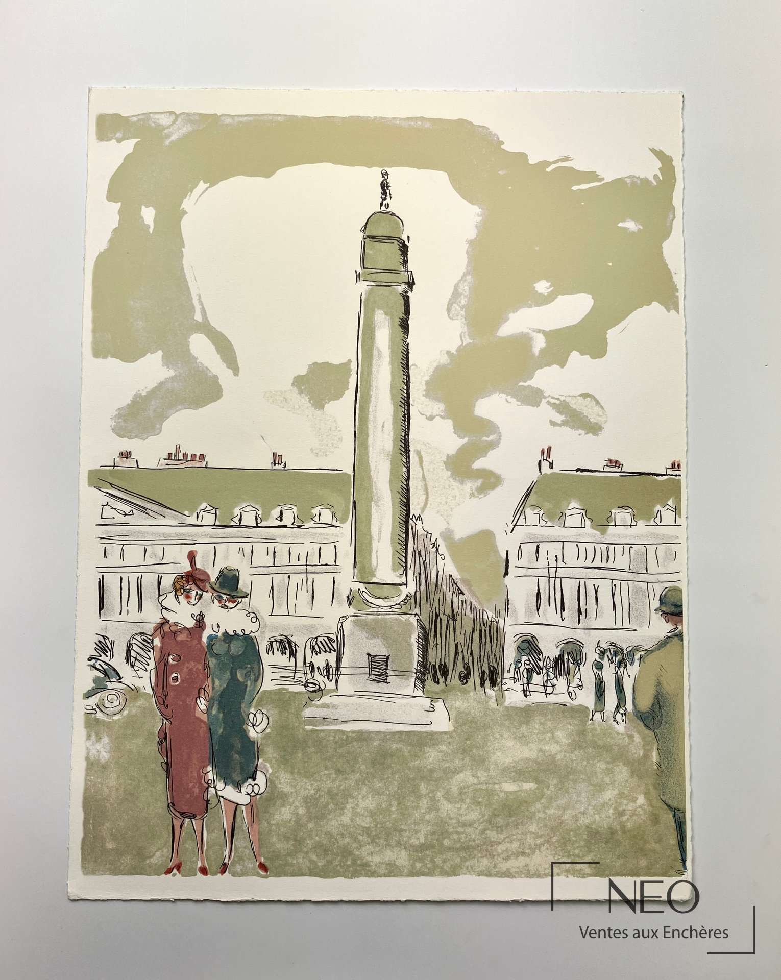 D&rsquo;après Kees VAN DONGEN, Elégantes, place Vendôme, lithographie en couleurs sur papier