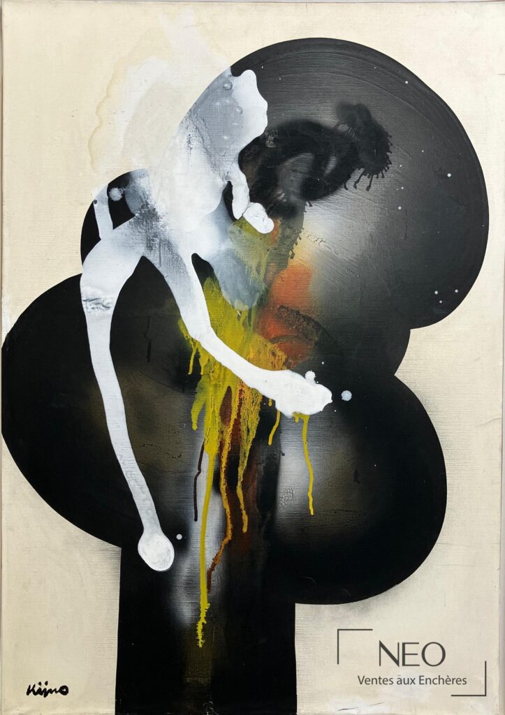 Composition abstraite de Ladislas Kijno avec larges formes noires