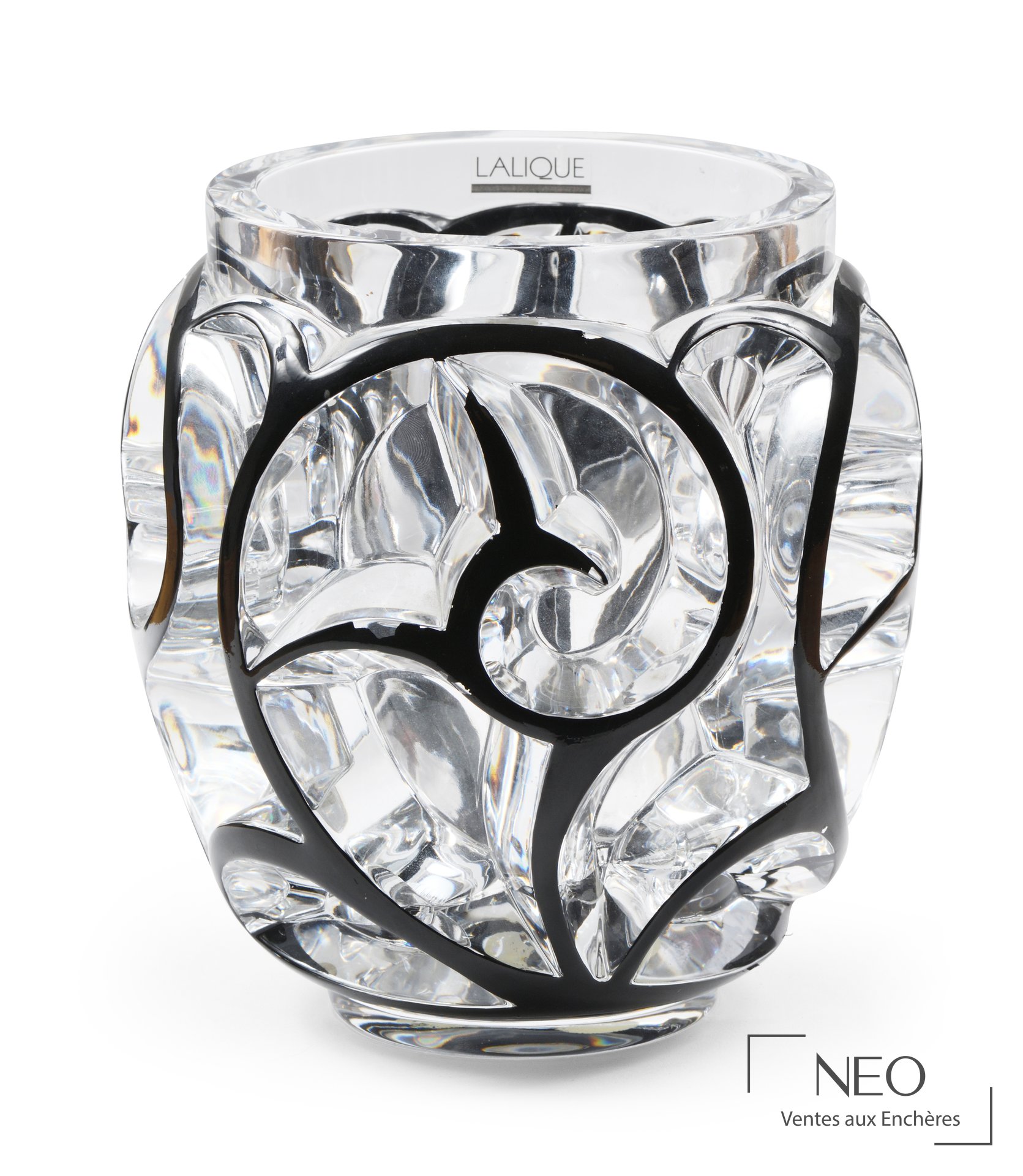 Lalique France Vase Tourbillon en cristal moulé-pressé