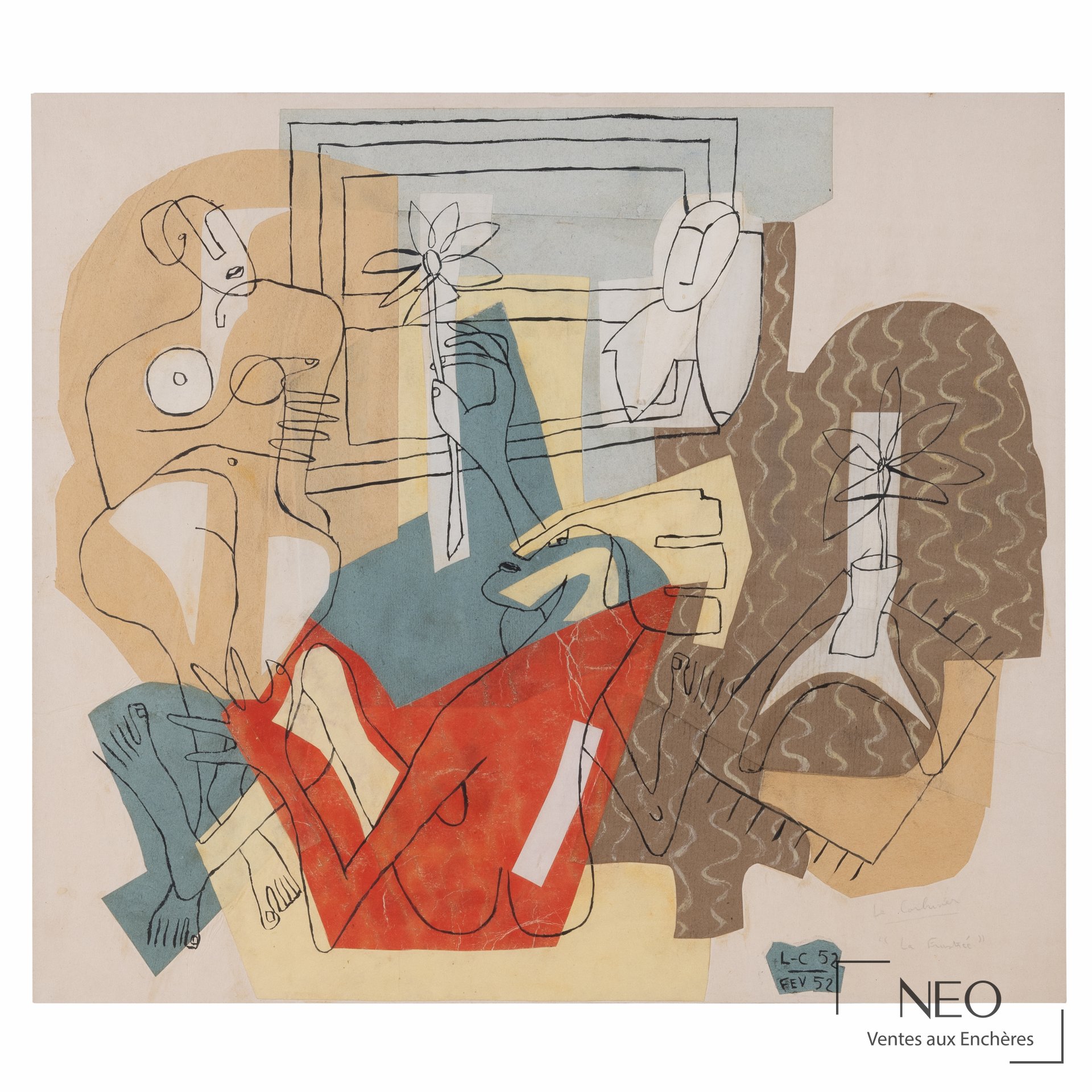 Le Corbusier attribué à La Frustrée, collage de 1952