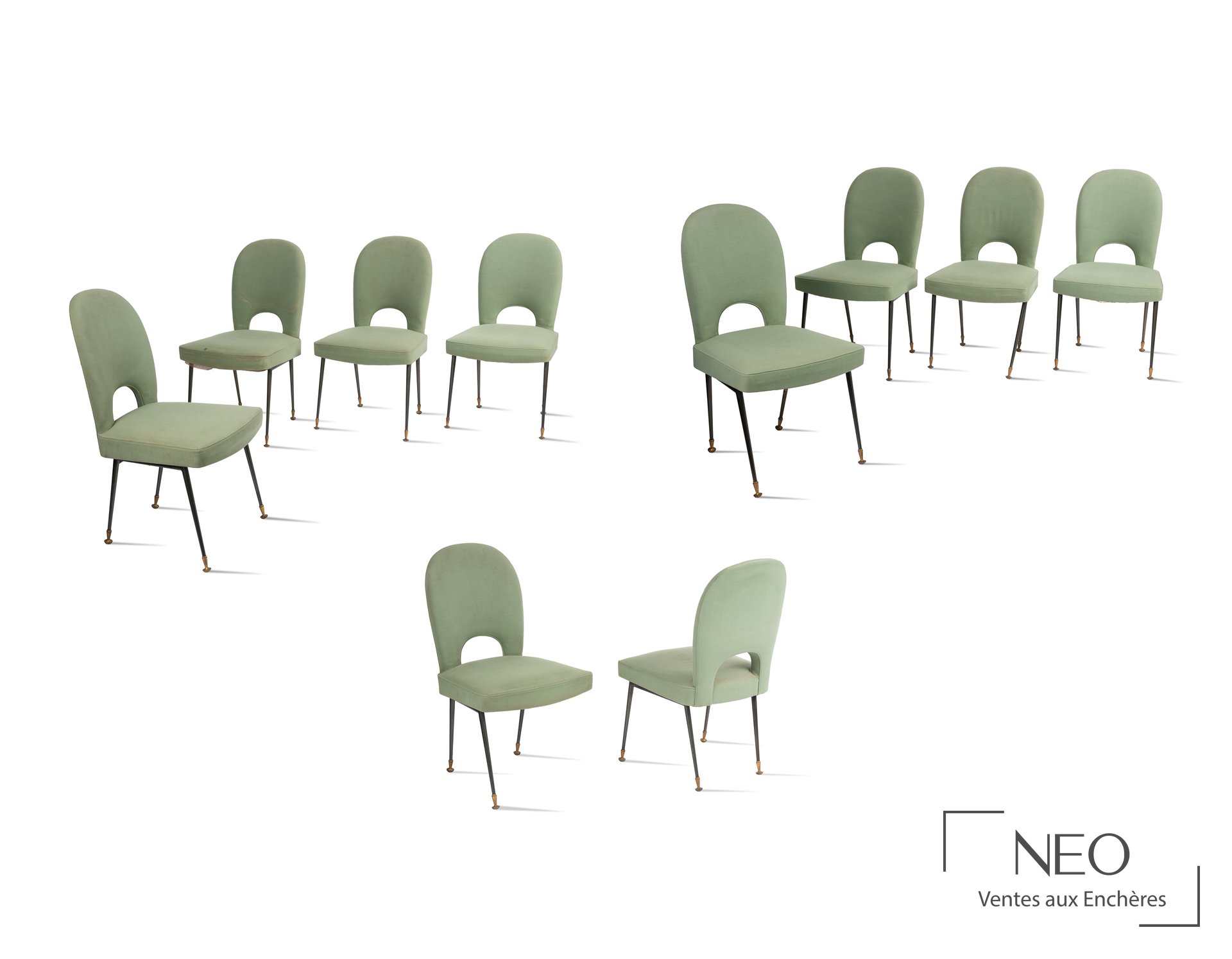 Suite de dix chaises Leleu Décoration, circa 1960