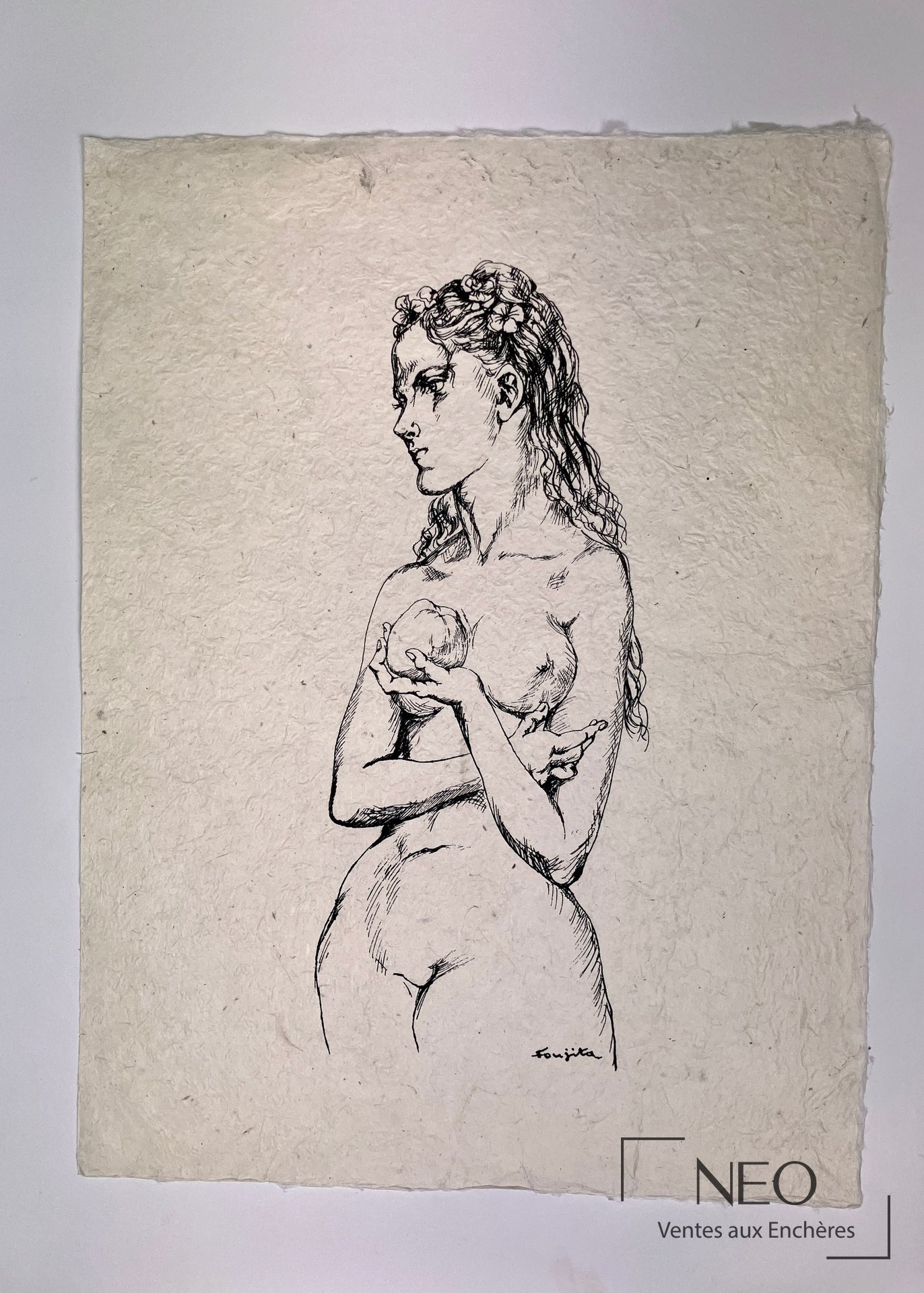 D&rsquo;après Léonard Foujita, Eve à la pomme, impression sur papier