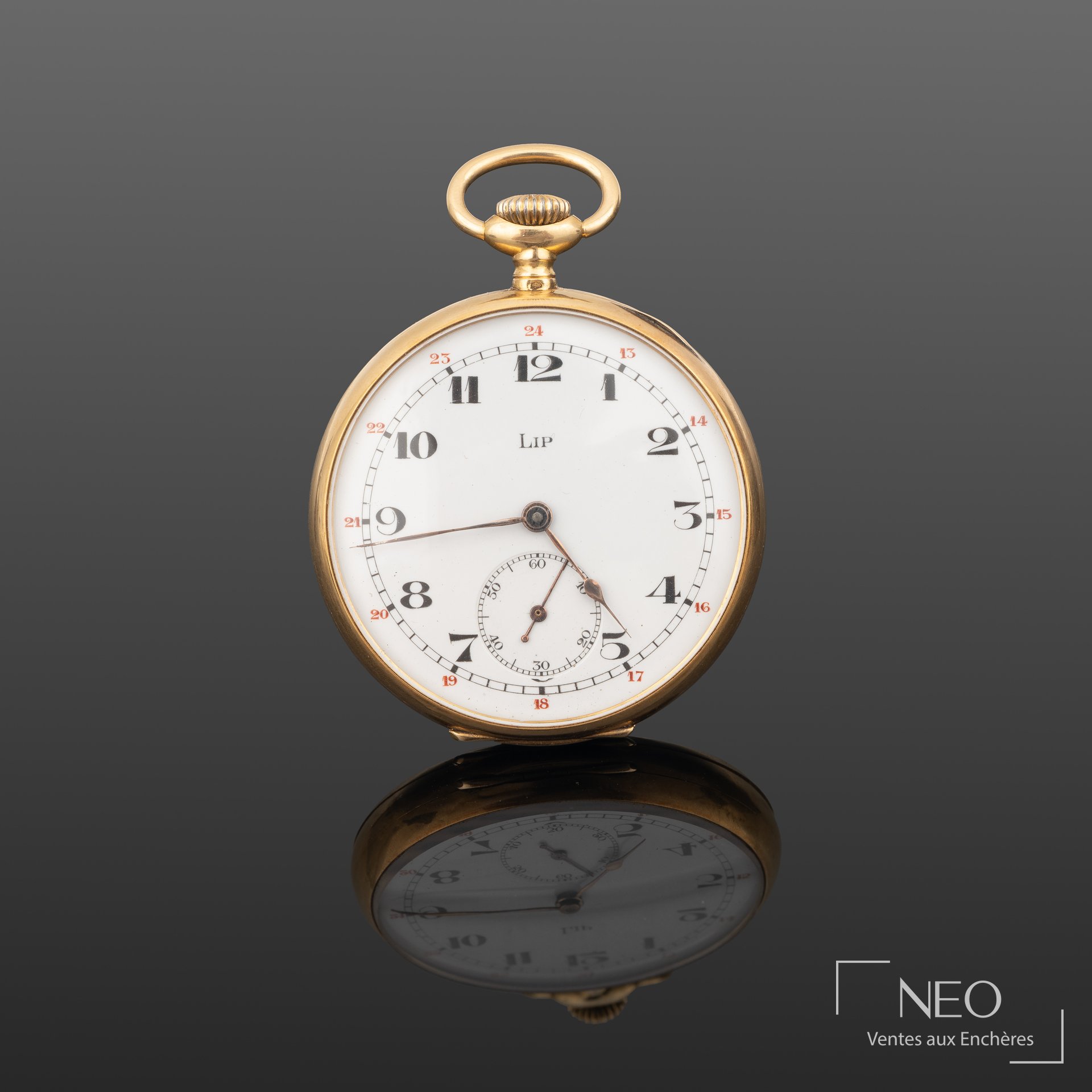 LIP Montre à gousset en or jaune 18K, mouvement mécanique