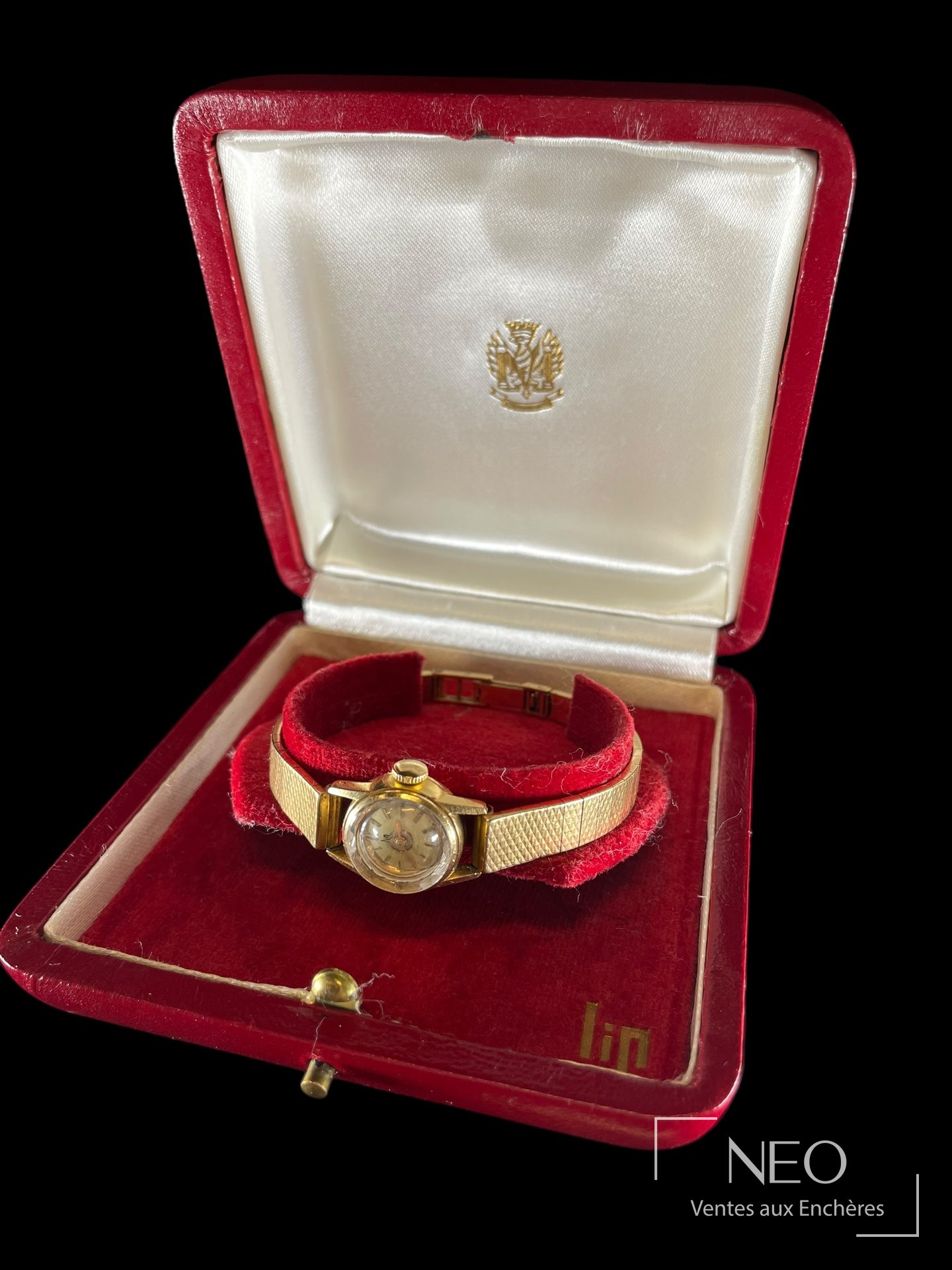 LIP montre-bracelet en or jaune 18 carats, mouvement mécanique