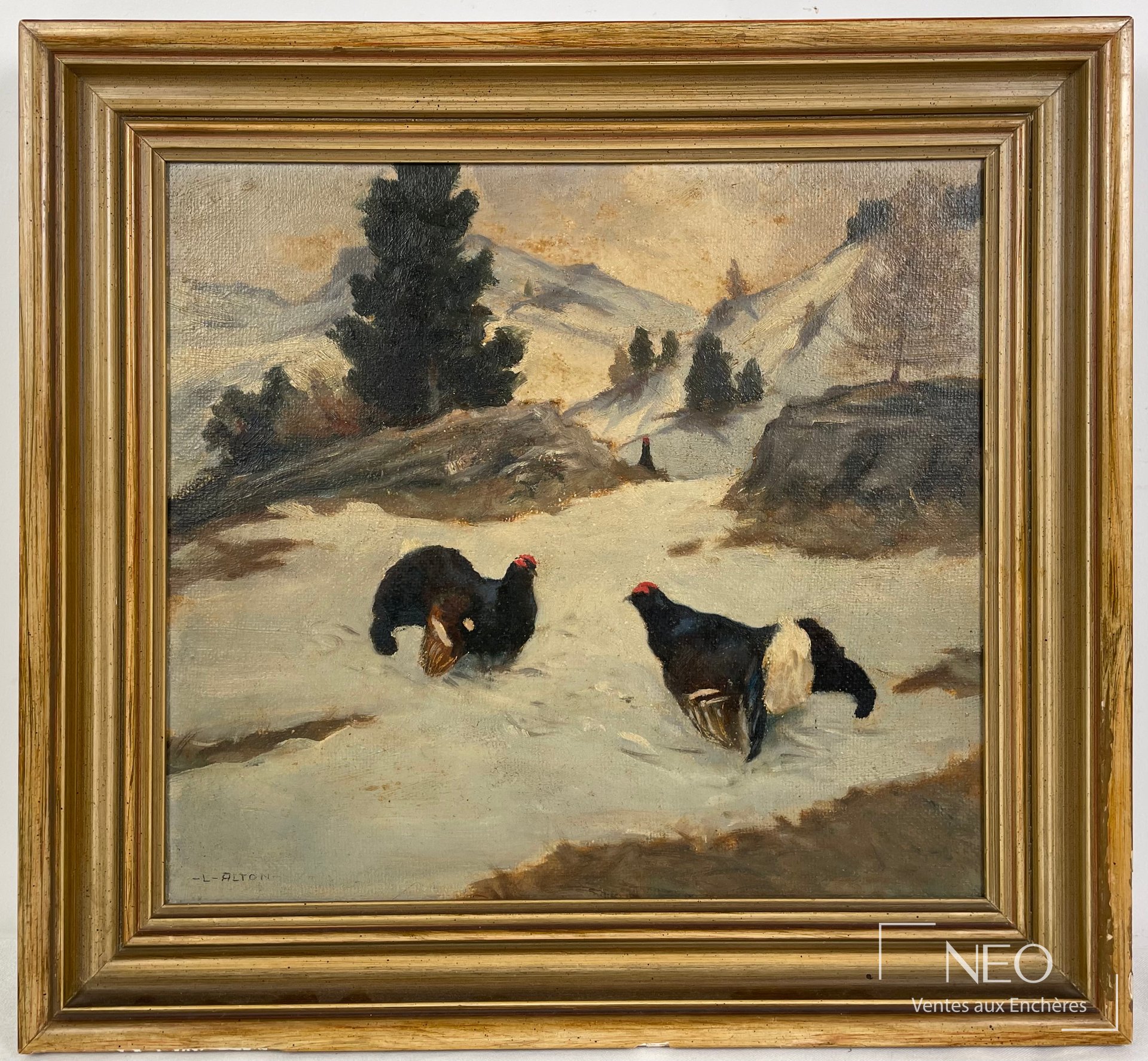 Lois Lupp Alton, Raufenoe Spielhähne, huile sur isorel