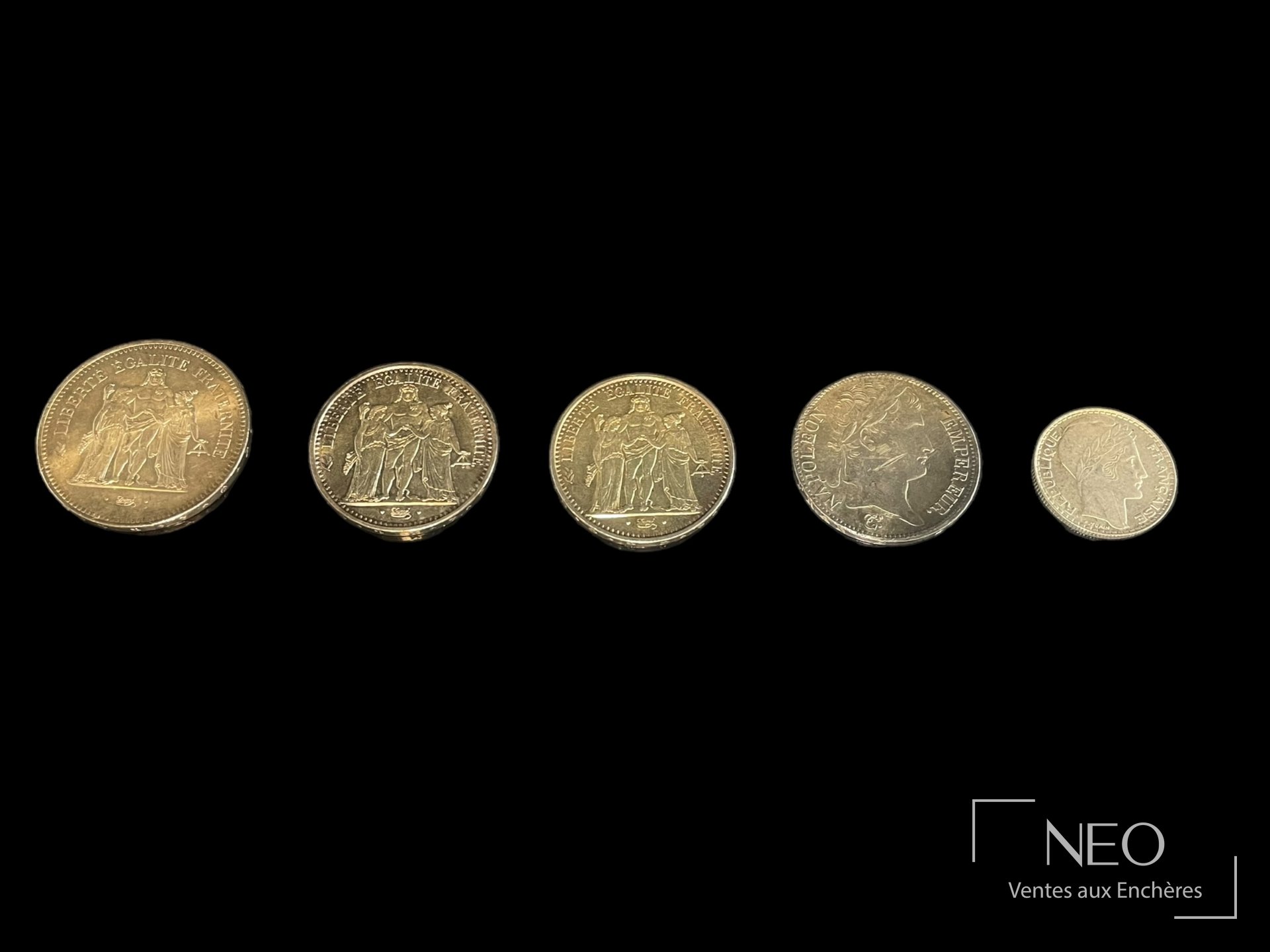 Lot de monnaies en argent France Napoléon Ier et Hercule