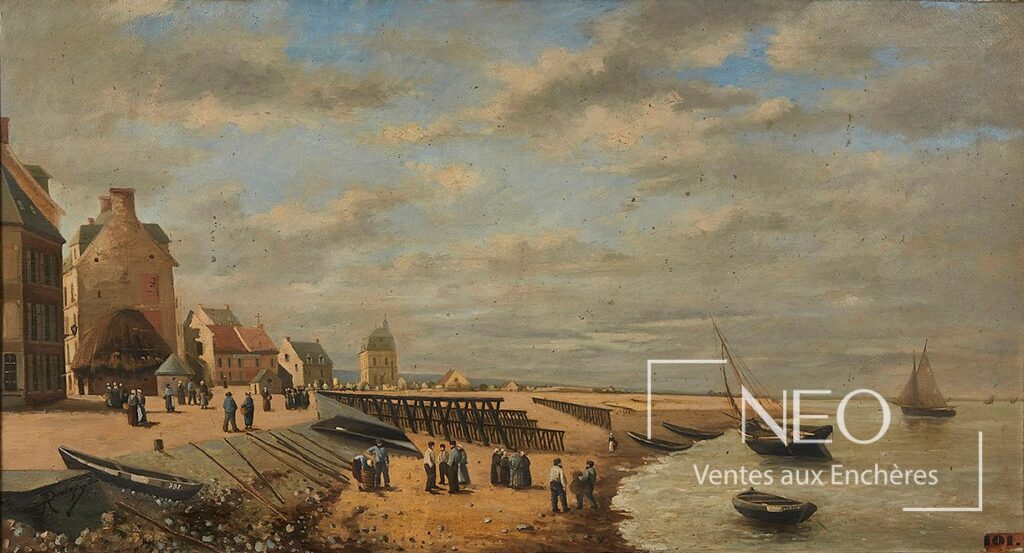 Vue de la scène portuaire peinte par Louis Alexandre Destape