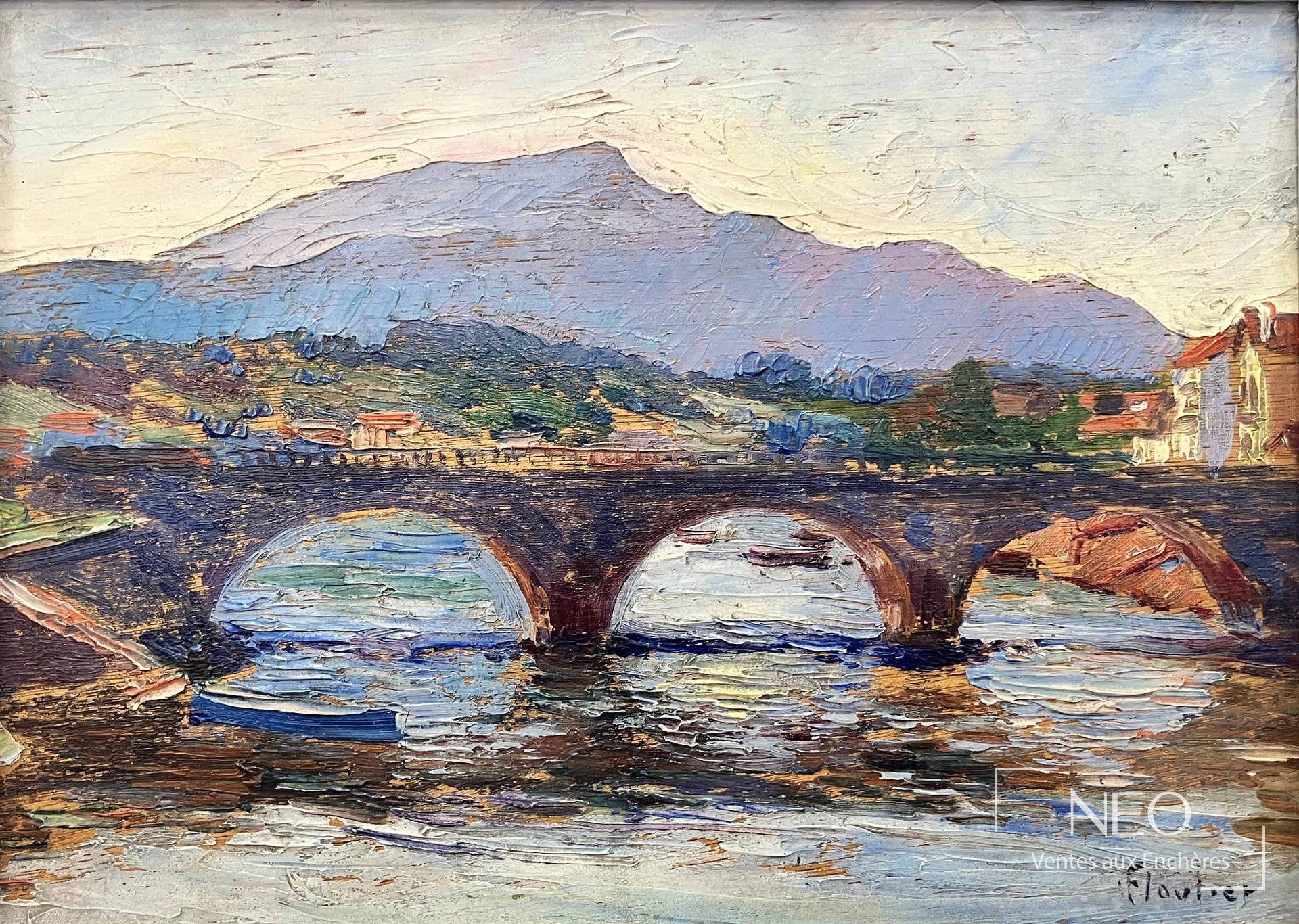 Vue d'ensemble de La Rhune vue du port de Saint-Jean-de-Luz par Louis Floutier