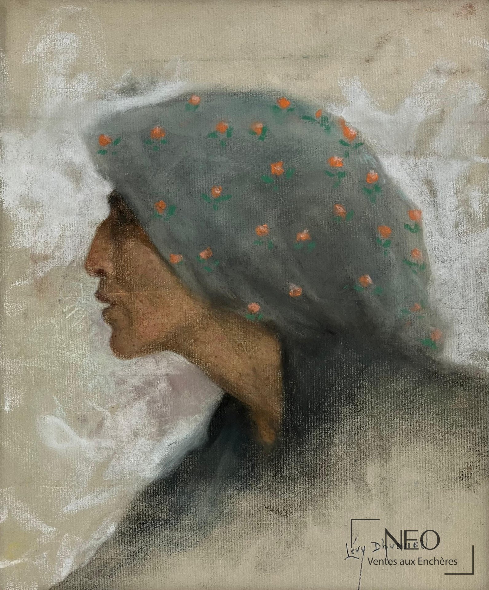 Lucien Levy Dhurmer Portrait d’une femme voilée de profil, pastel