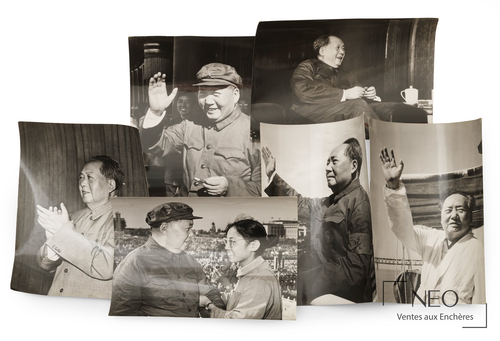 Mao Zedong, sept tirages photographiques en noir et blanc