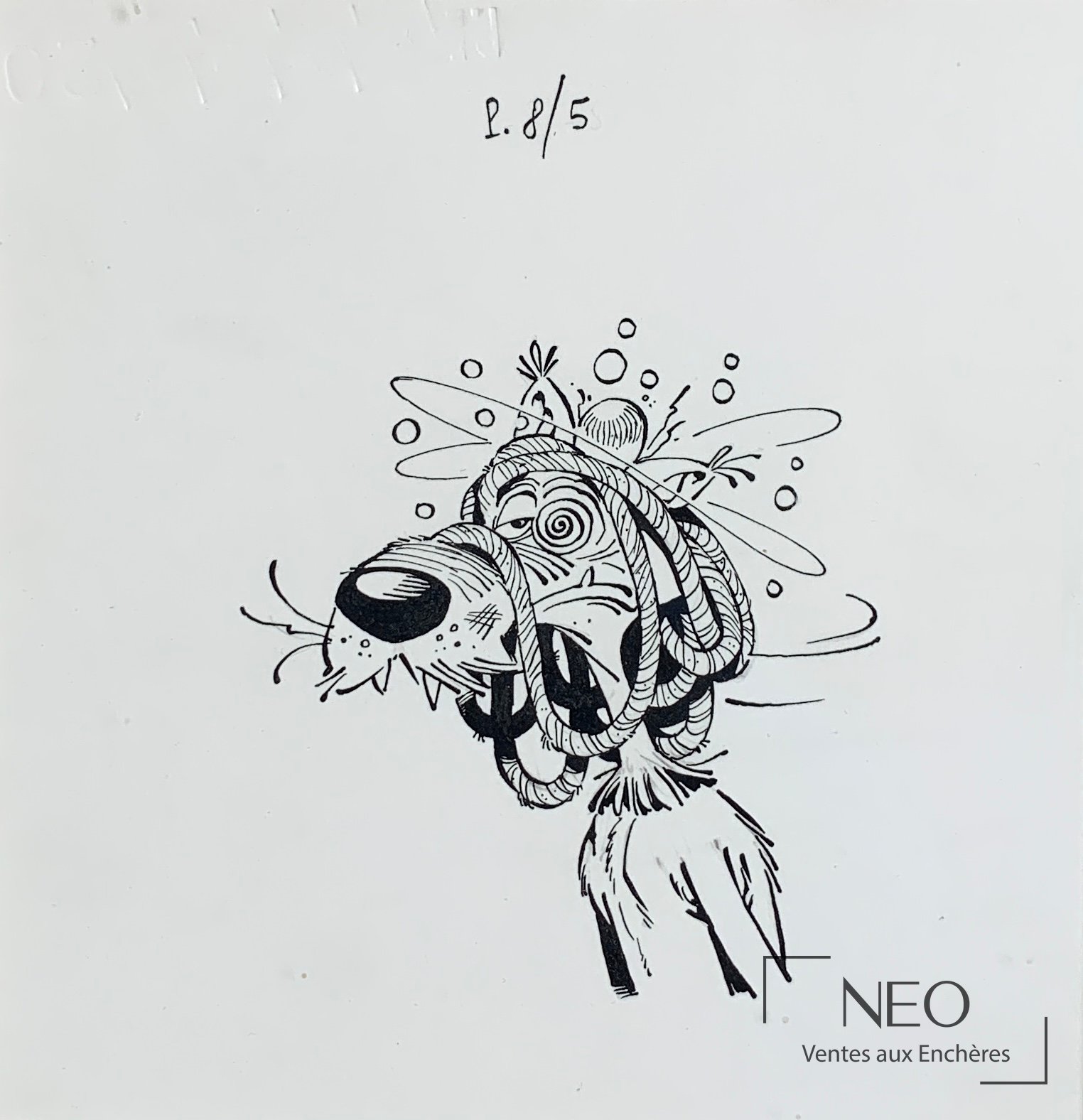 Marcel Gotlib, Le loup, illustration humoristique à l’encre de Chine