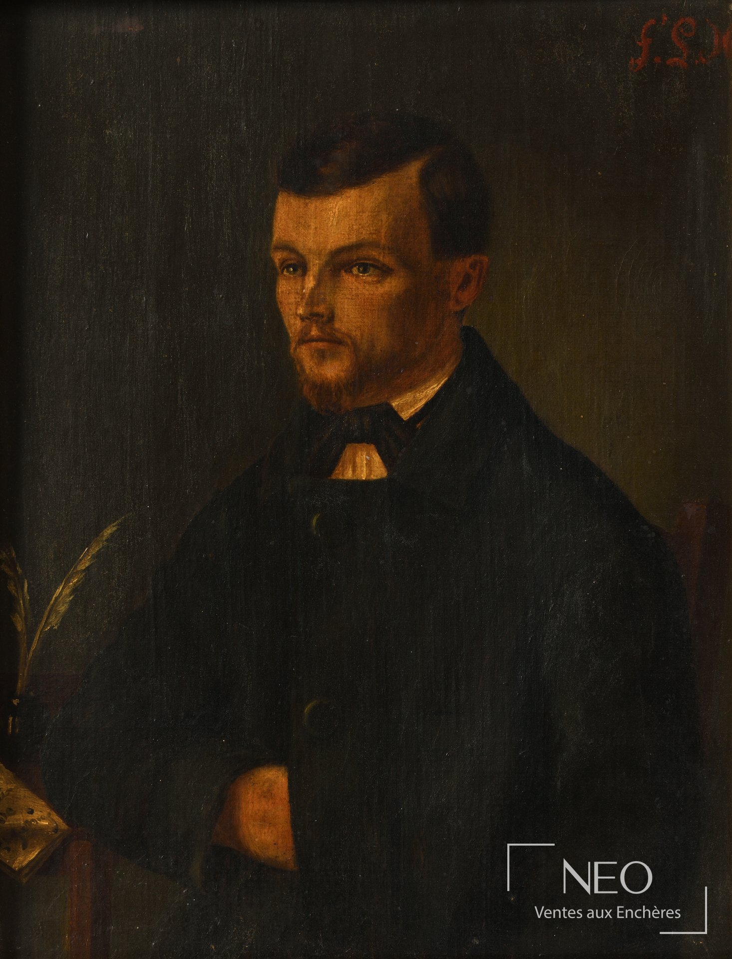 Marcellin Laporte, Portrait d&rsquo;homme au bureau, huile sur toile