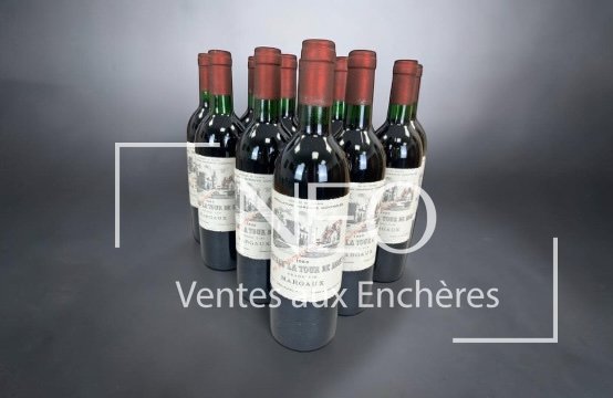 Ensemble de 10 bouteilles Margaux Château La Tour de Mons 1985