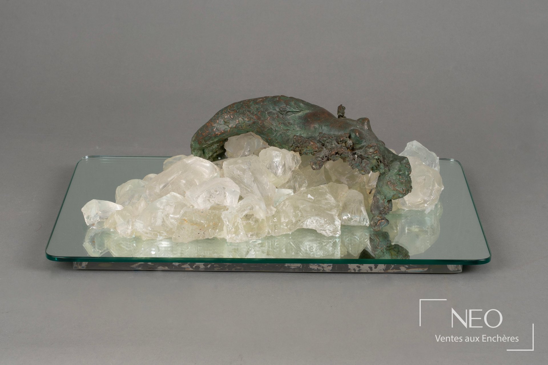 Marie-Josèphe Bourron Sirène 517ter, bronze à patine verte et quartz